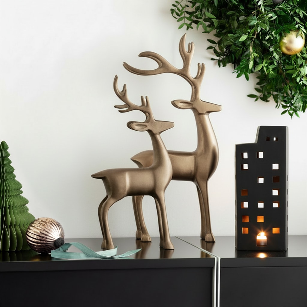 Villeroy & Boch Weihnachtsfigur »Dekofiguren Hirschpaar Christmas Chic 36 cm / 44 cm 2er Set gold« Nur Dekoration