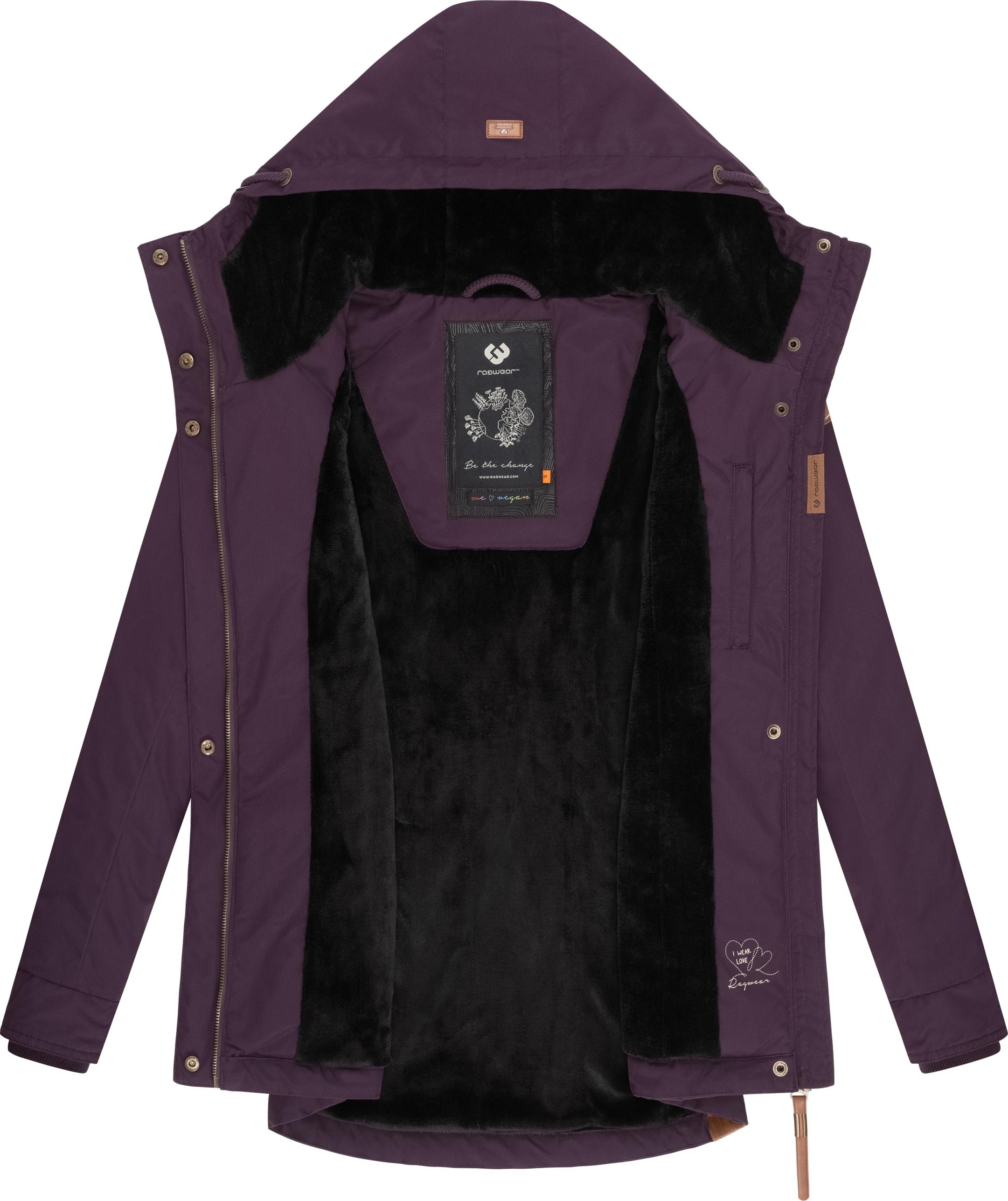 Ragwear Winterjacke »Monade«, mit Kapuze, Damen Winterparka mit Kapuze und m. Fleece gefüttert