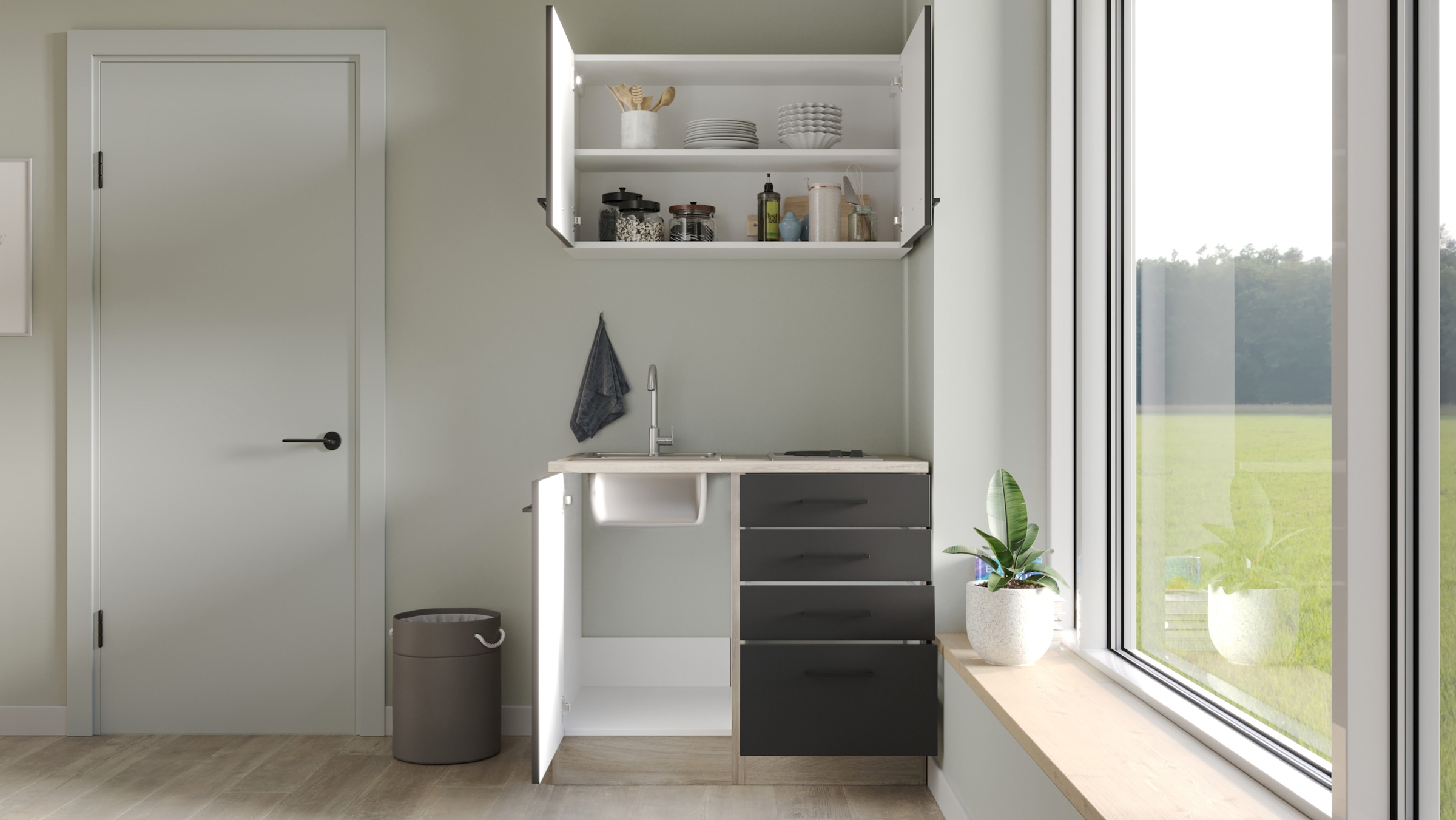 Flex-Well Küchenzeile »Capri«, mit E-Geräten, Gesamtbreite 100 cm, in weiten Farben erhältlich
