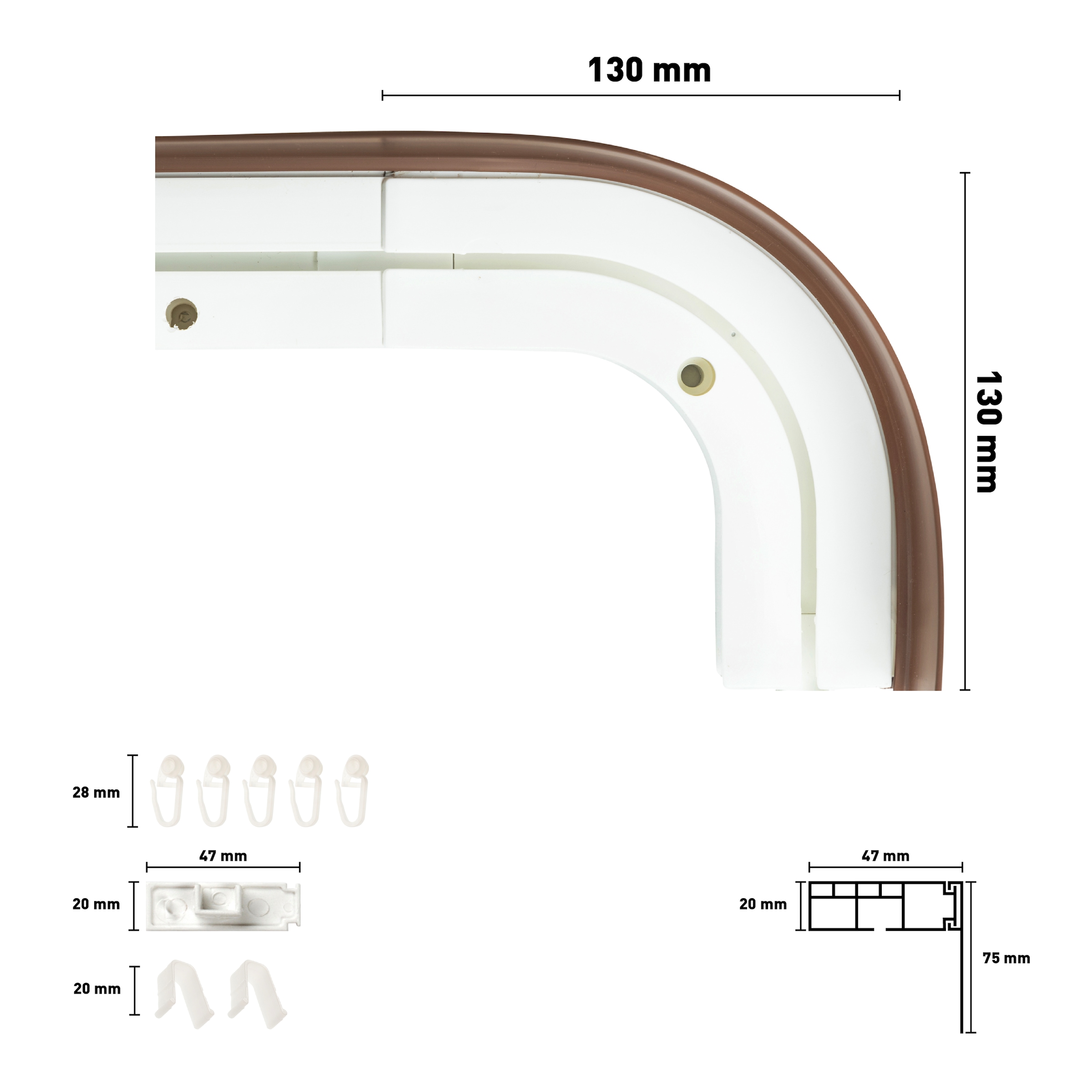 SN DECO GROUP Gardinenschiene »SH1 mit Blende 7,5 cm«, 1 läufig-läufig, Fixmaß, mit Blende 7,5 cm