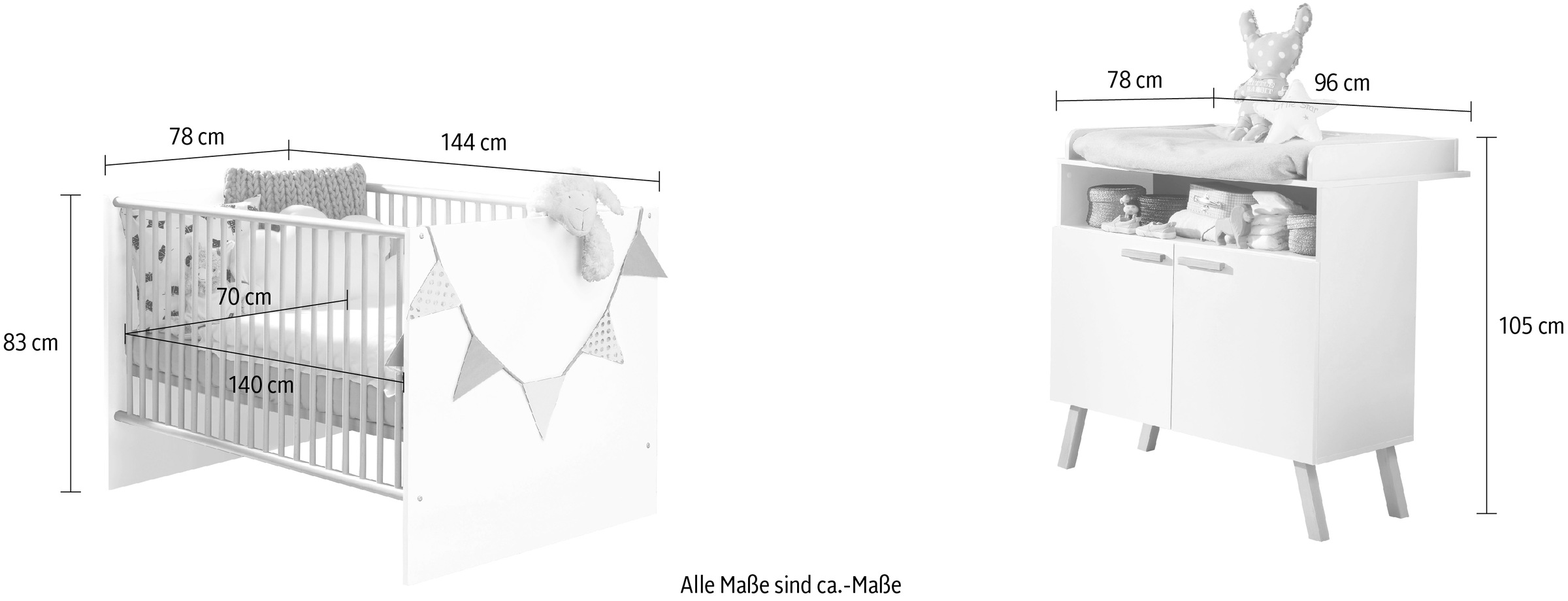 trendteam Babymöbel-Set »Mats«, (2 tlg.), neutrales Design