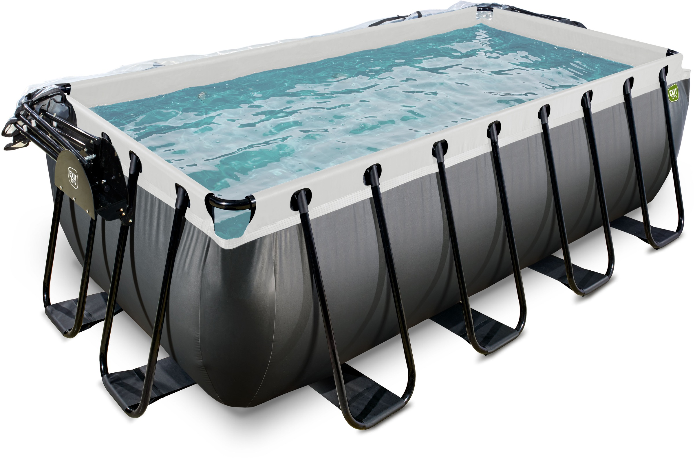 EXIT Framepool »»Black Leather Pool««, (Set), mit Sandfilterpumpe und Abdeckung und Zubehörset - schwarz