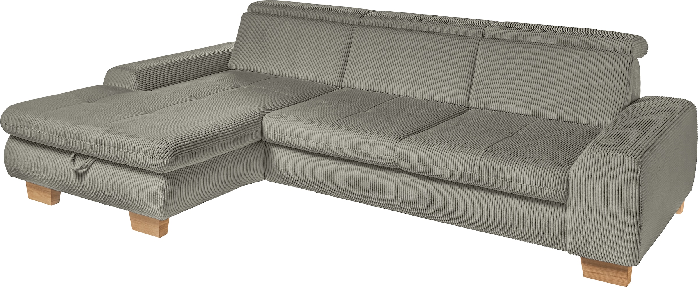 set one by Musterring Ecksofa »SO 3400 Sitzhöhe 47cm oder 49cm, Sitztiefe verstellbar, B/T: 307/195cm«, whlw. mit Funktion, Kaltschaum, in Cord, lind, Sitzhöhe 47