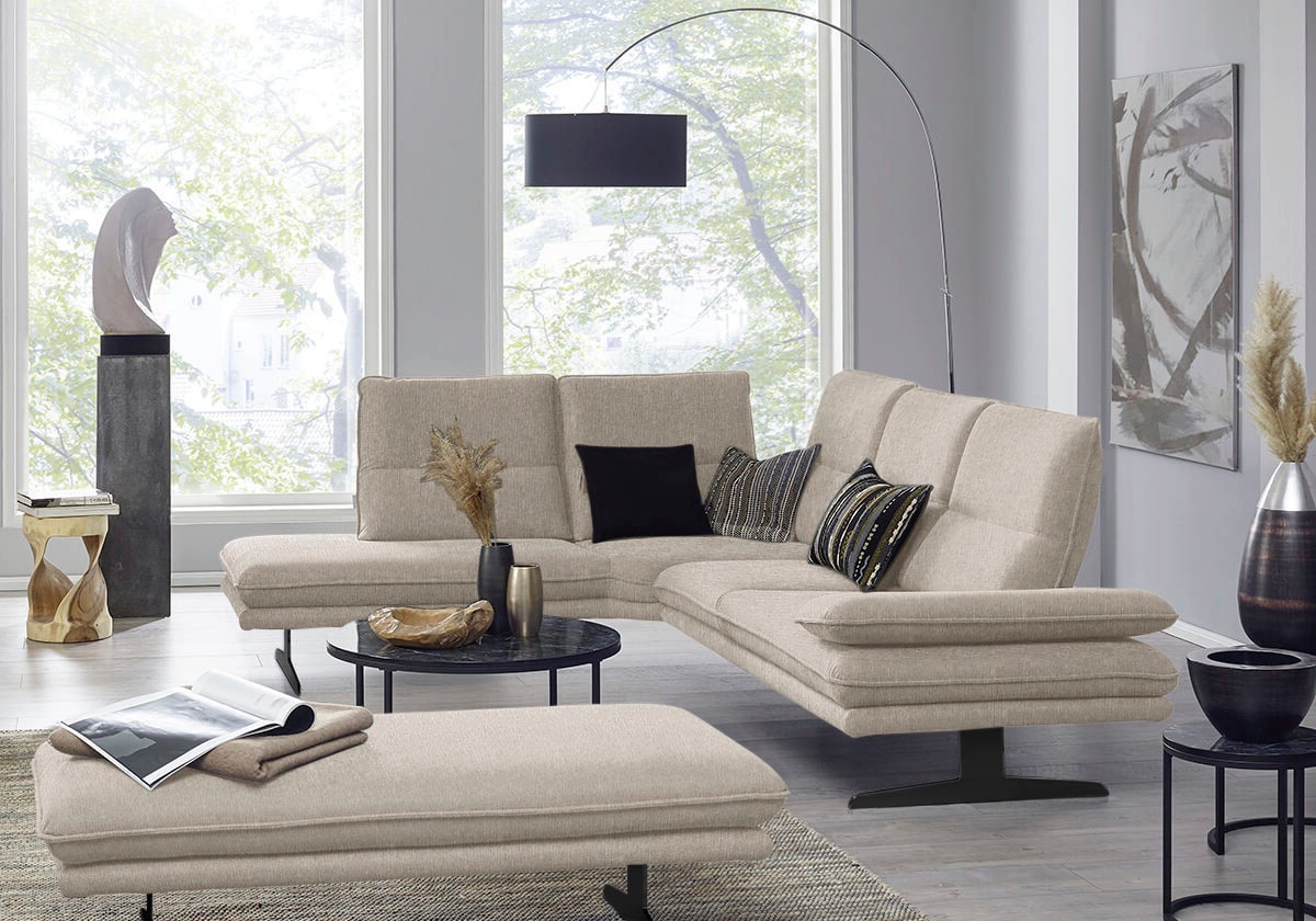 W.SCHILLIG Ecksofa "broadway, Designsofa, toller Sitzkomfort, zeitlos, elegant, L-Form" Sitztiefenverstellung, Kopfteil- & Seitenteilverstellung, Breite 284cm