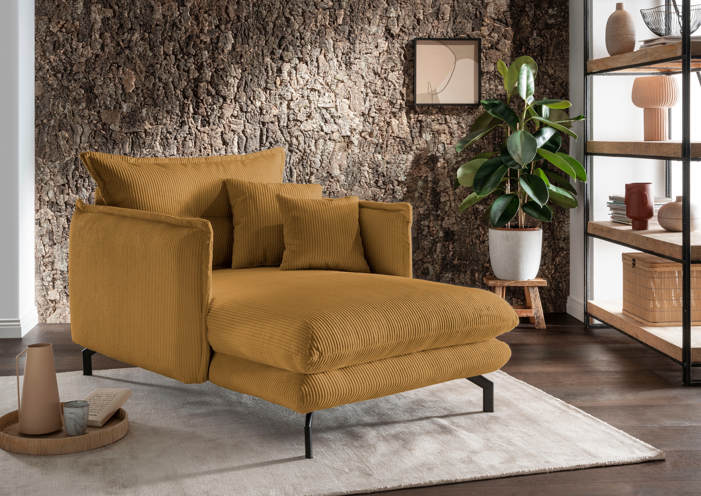 Home affaire Relaxsessel "LAVA Loveseat, modern & bequem, schmale Armlehnen, B/T 111/167cm" zwei verschiedene Fußfarben wählbar