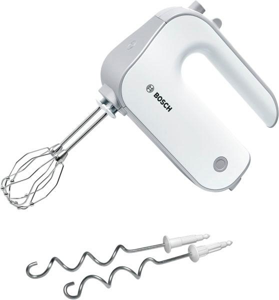 BOSCH Handmixer "Styline MFQ4030, Edelst. Rührbesen/Knethaken, 5 Stufen, weiß", 500 W, Turbotaste, leichtes Gehäuse, Mad