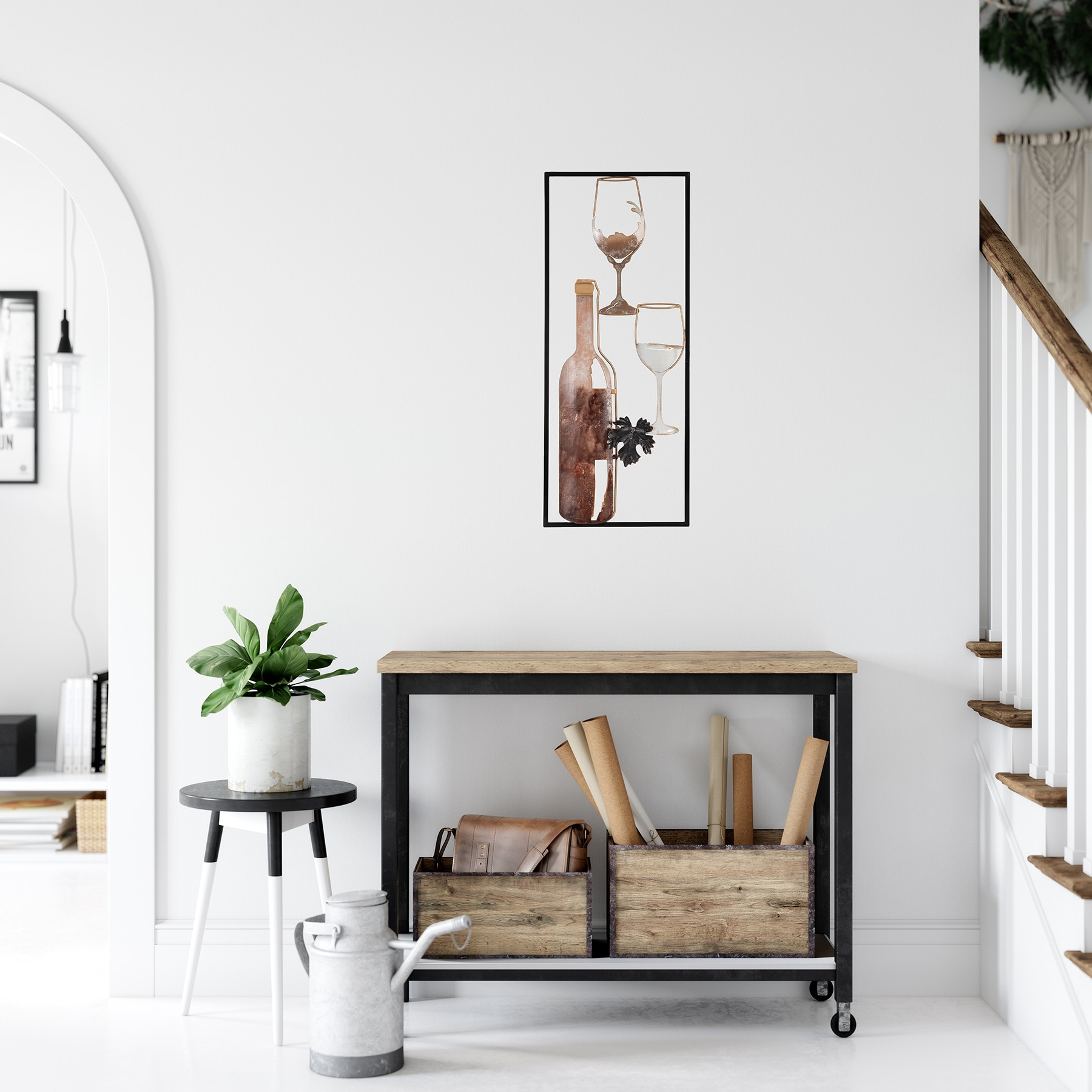 Bönninghoff Metallbild »WEINFLASCHE UND WEINGLÄSER 25x61 cm – Deko modern« Getränke | Wein | Wein Bilder Wanddekoration