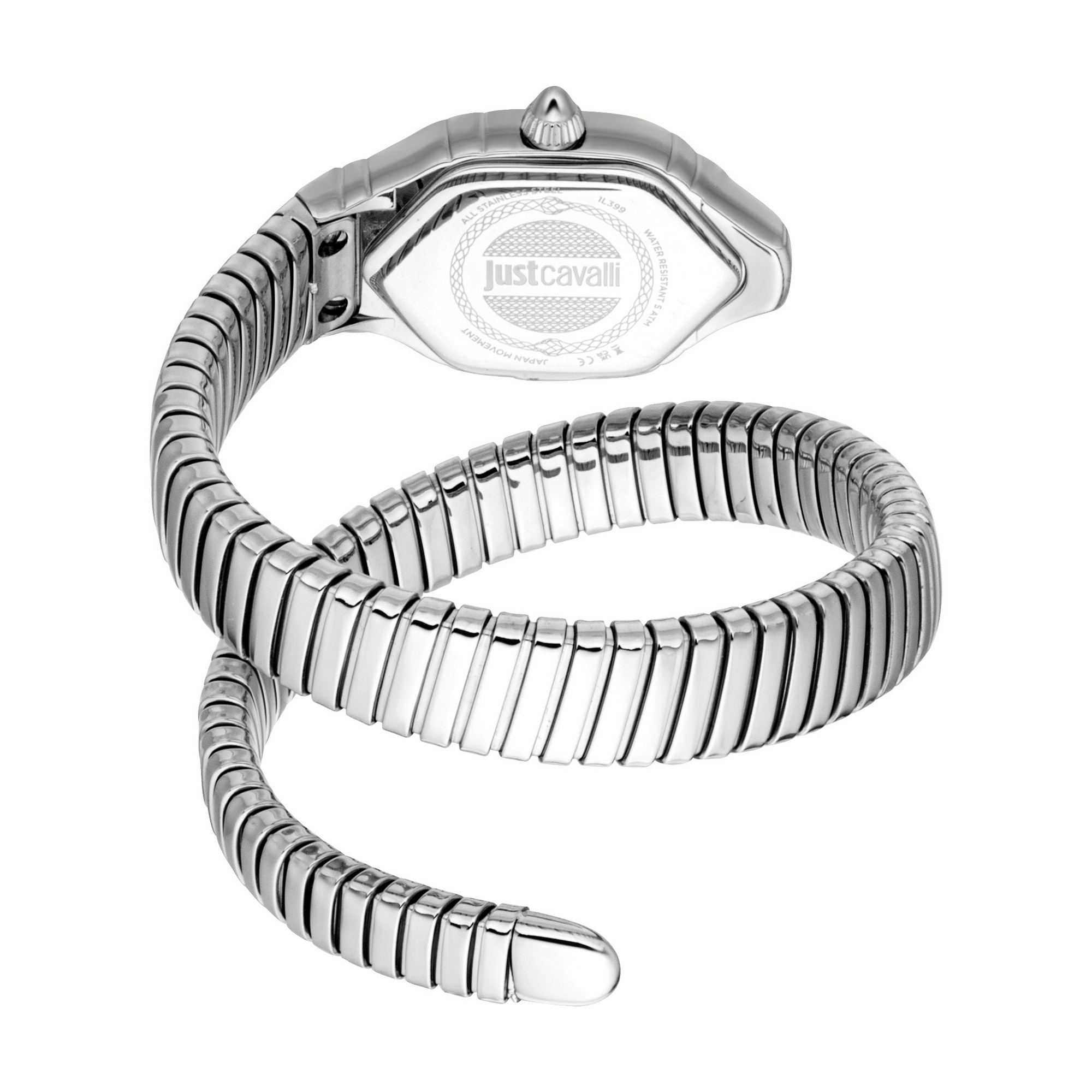 Just Cavalli Time Quarzuhr »Signature Snake« Armbanduhr, Edelstahlarmband, analog, Kristallsteine