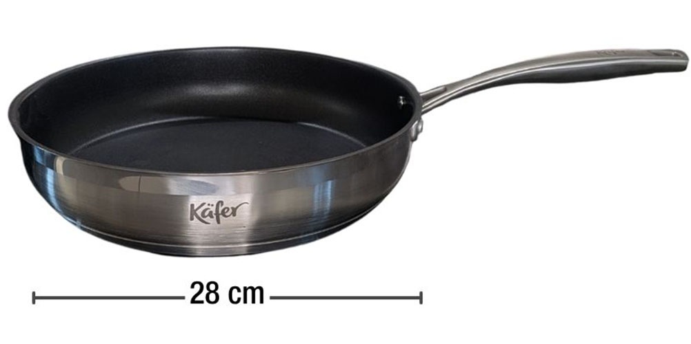 Käfer Bratpfanne »Käfer Edelstahlpfanne«, Edelstahl 18/10, (1 tlg.), Edelstahl, Teflon Select®, ergonomisch, induktionsgeeignet