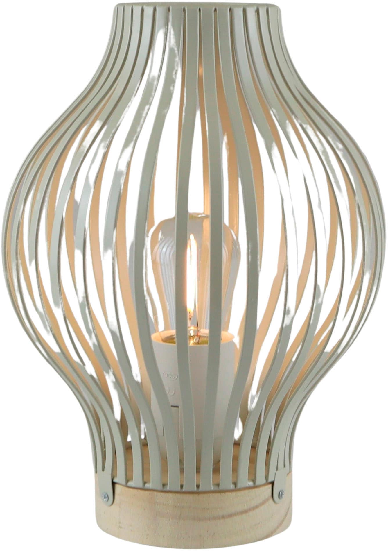 AM Design "LED Laterne natur, bauchig, mit Timer" 1 Stk. Warmweiß Batteriebetrieb