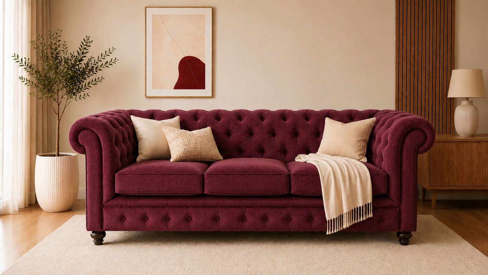 OTTO home Chesterfield-Sofa "Chesterfield 3-Sitzer B/T/H: 198/89/74 cm" mit hochwertiger Knopfheftung, auch in Leder