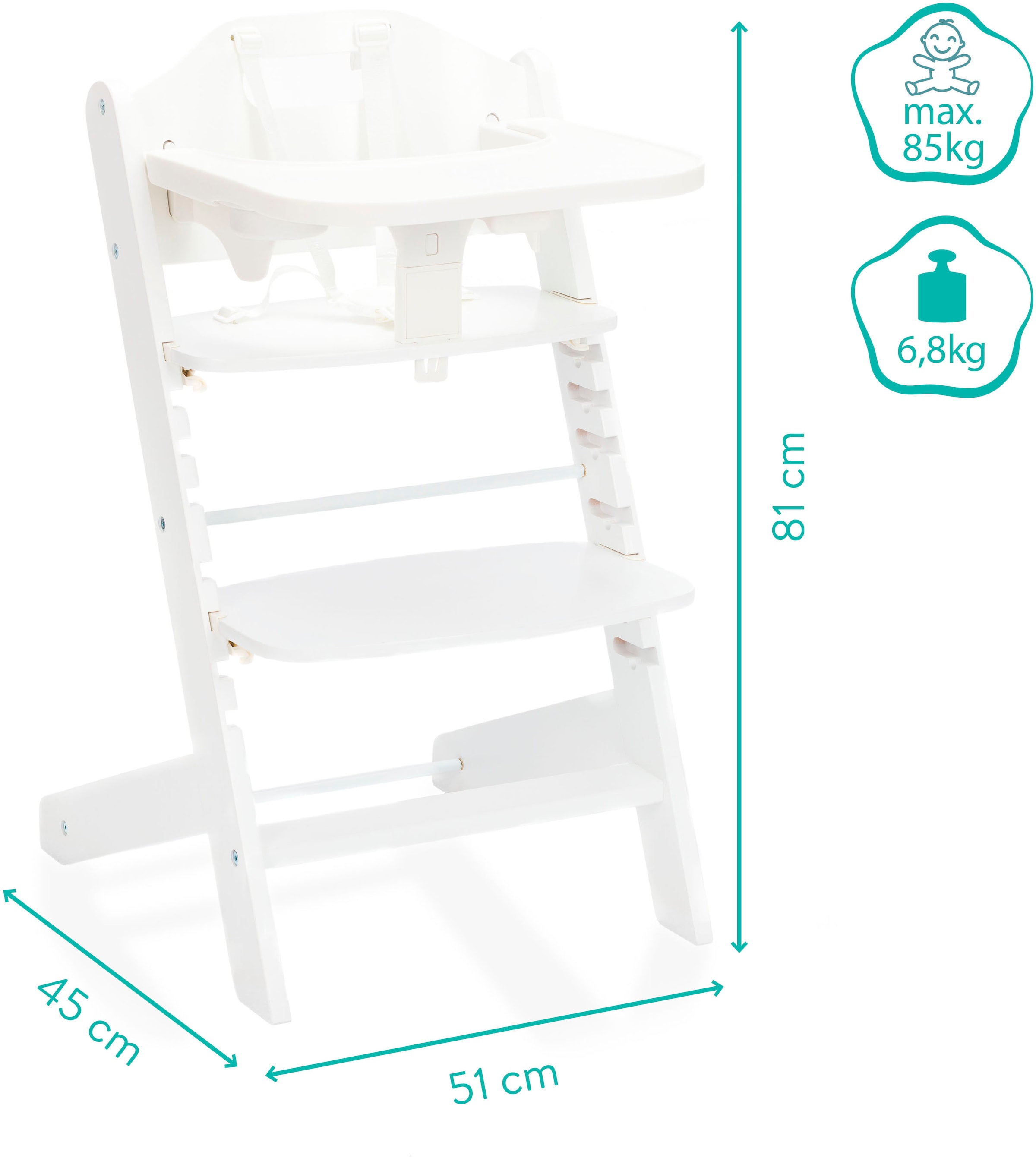 Fillikid Hochstuhl »Pia Swing«, (Set), 3 St., inkl. Neugeborgenenaufsatz und Wippe