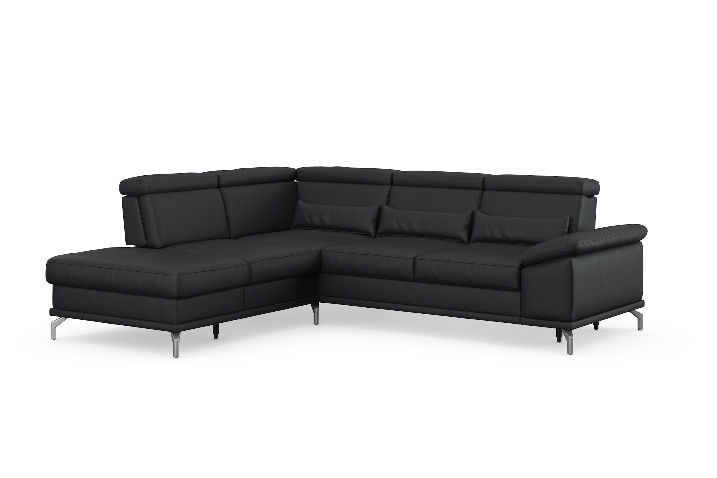 sit&more Ecksofa »Cabrio L-Form, mit Sitztiefenverstellung, Arm- und Kopfteilverstellung«, 3 Nierenkissen, Federkern, optional Bettfunktion und Stauraum