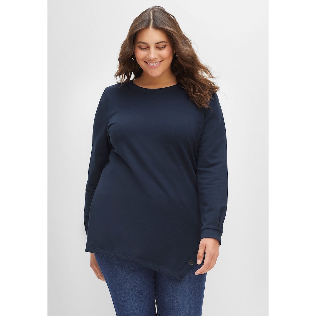 Sheego Sweatshirt »Große Größen« mit asymmetrischem Saum und Zierknöpfen