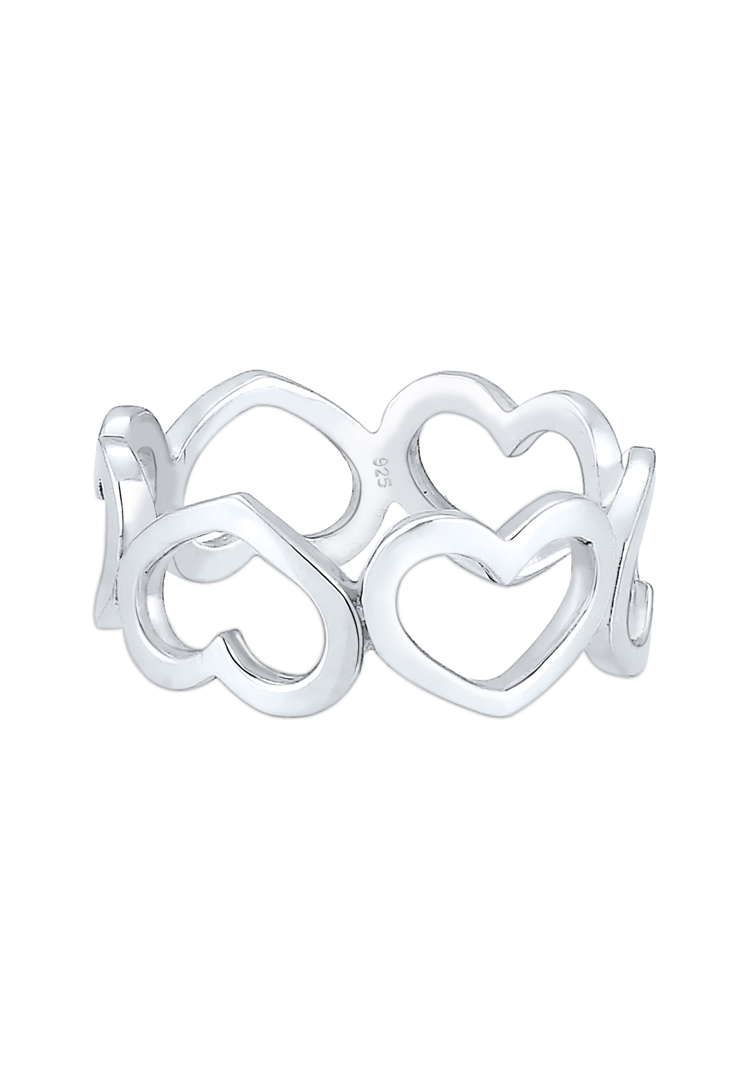 Elli Fingerring »Bandring Herzen Symbol Cut-Out Trend 925er Silber«