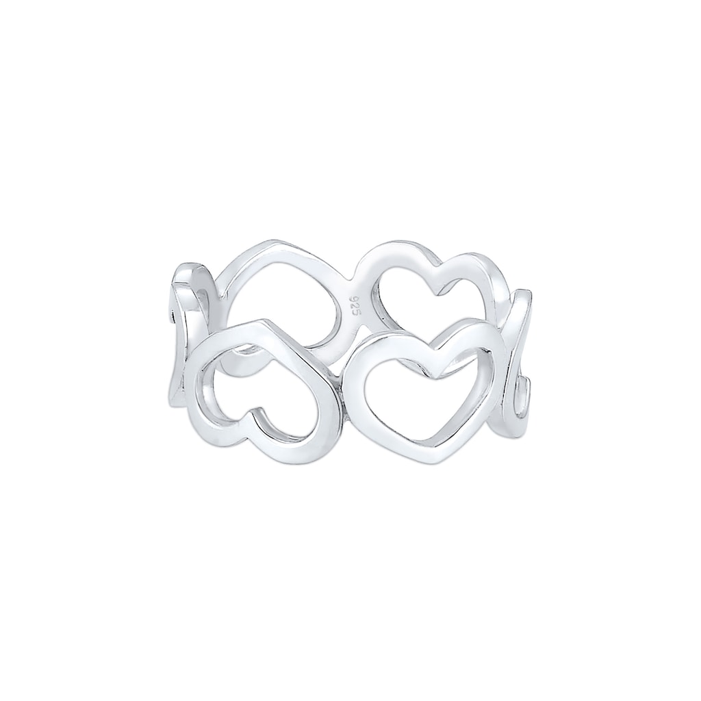 Elli Fingerring »Bandring Herzen Symbol Cut-Out Trend 925er Silber«