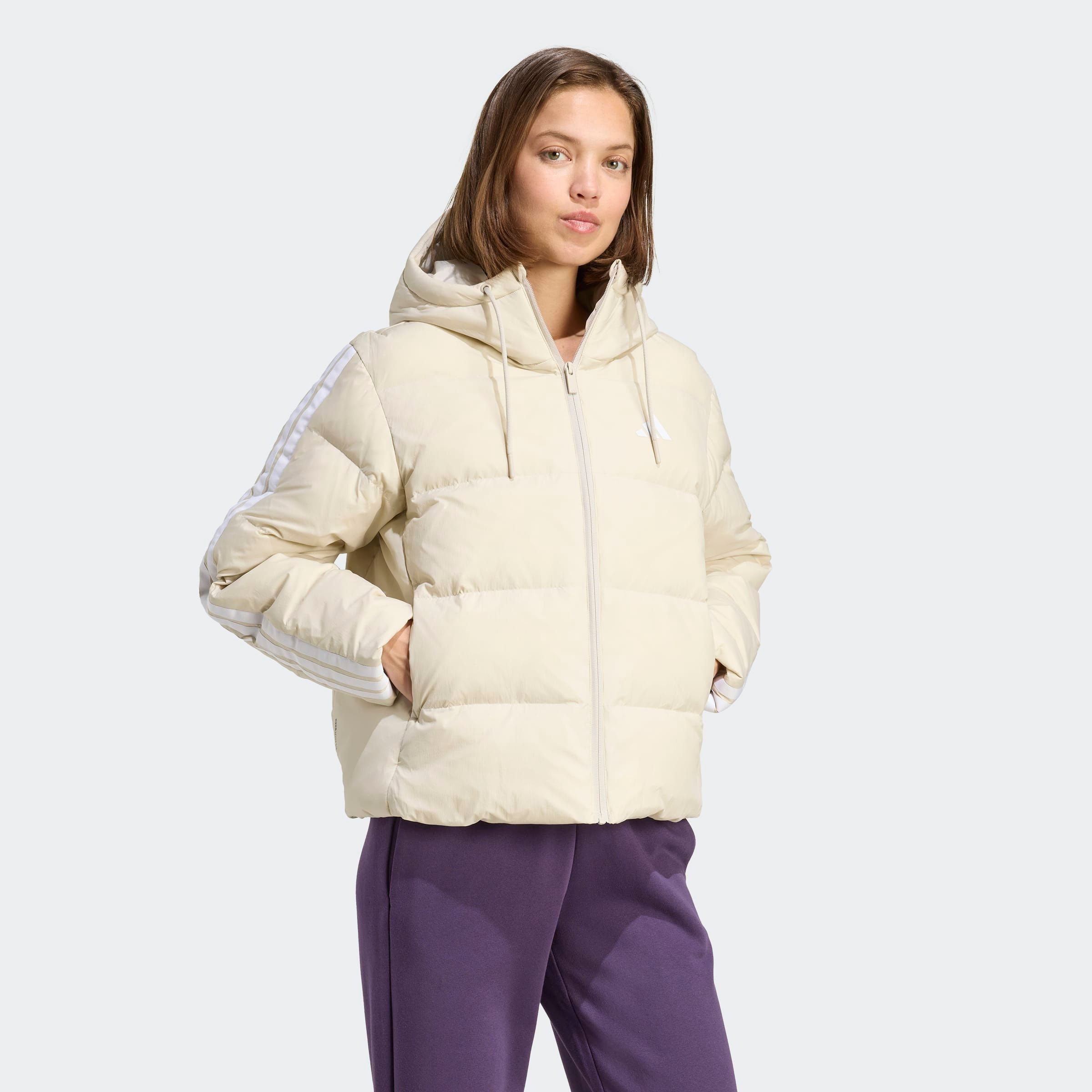 adidas Sportswear Winterjacke "ESSENTIALS CLIMAWARM 3-STREIFEN PUFFER MIT KAPUZE"