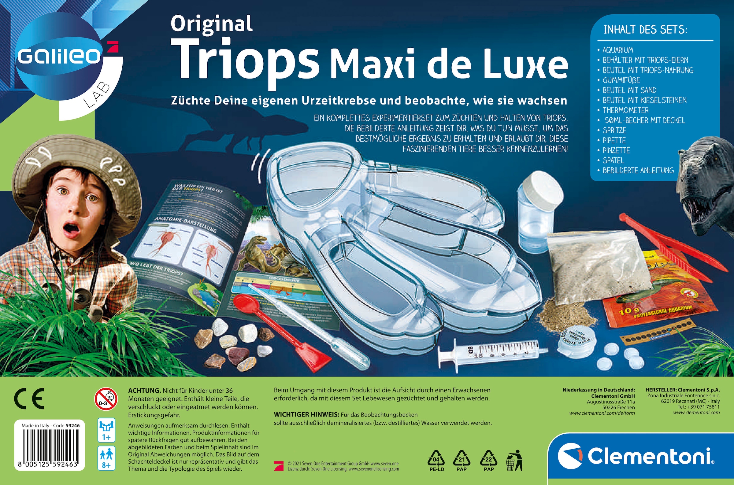 Clementoni® Experimentierkasten »Galileo, Original Triops Maxi de Luxe«, Made in Europe