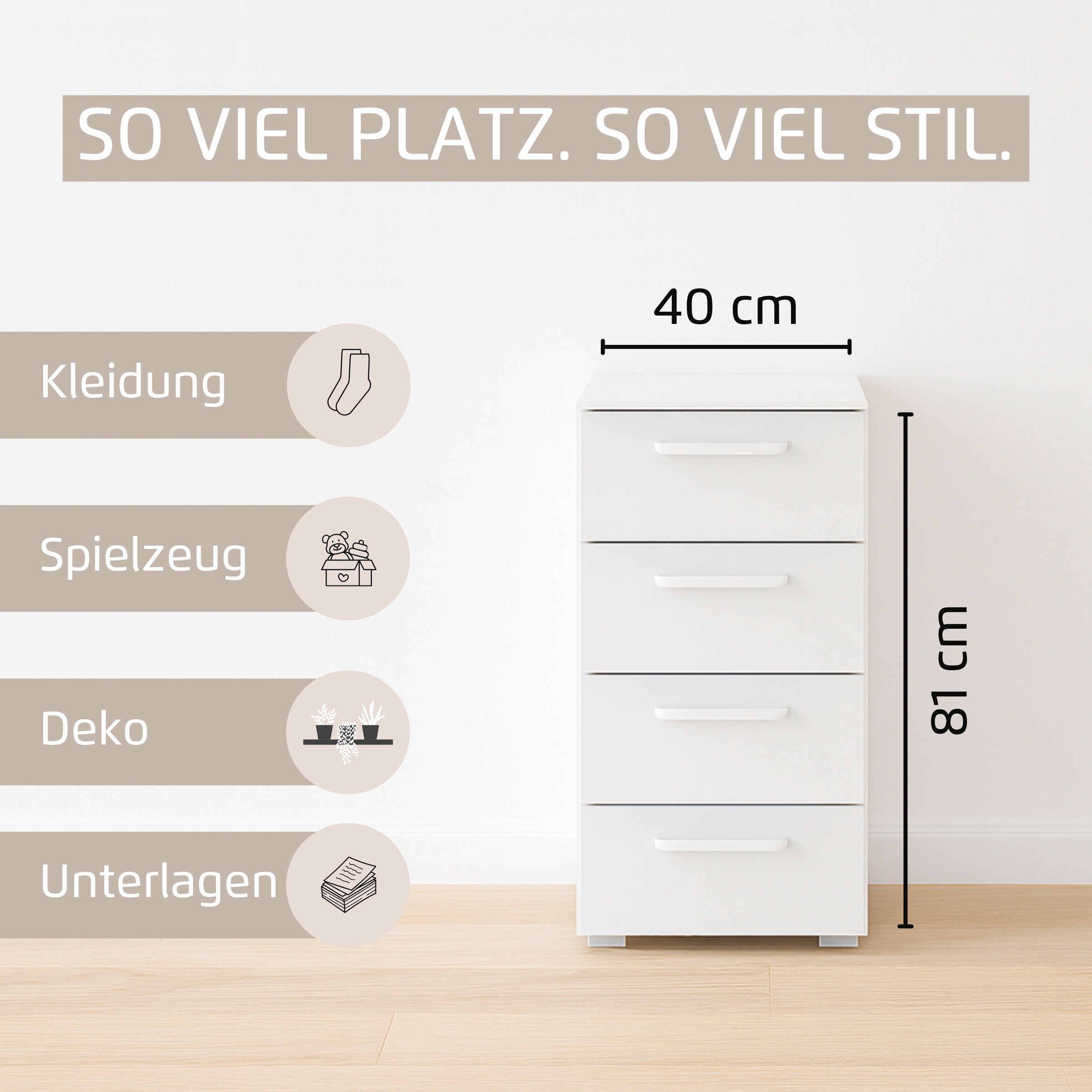 Thumbnail - rauch Schubkastenkommode "Sideboard Schubladenkommode OTELI mit Dekor- und Hochglanzfront" Breite 40 cm inkl. Soft-Close...