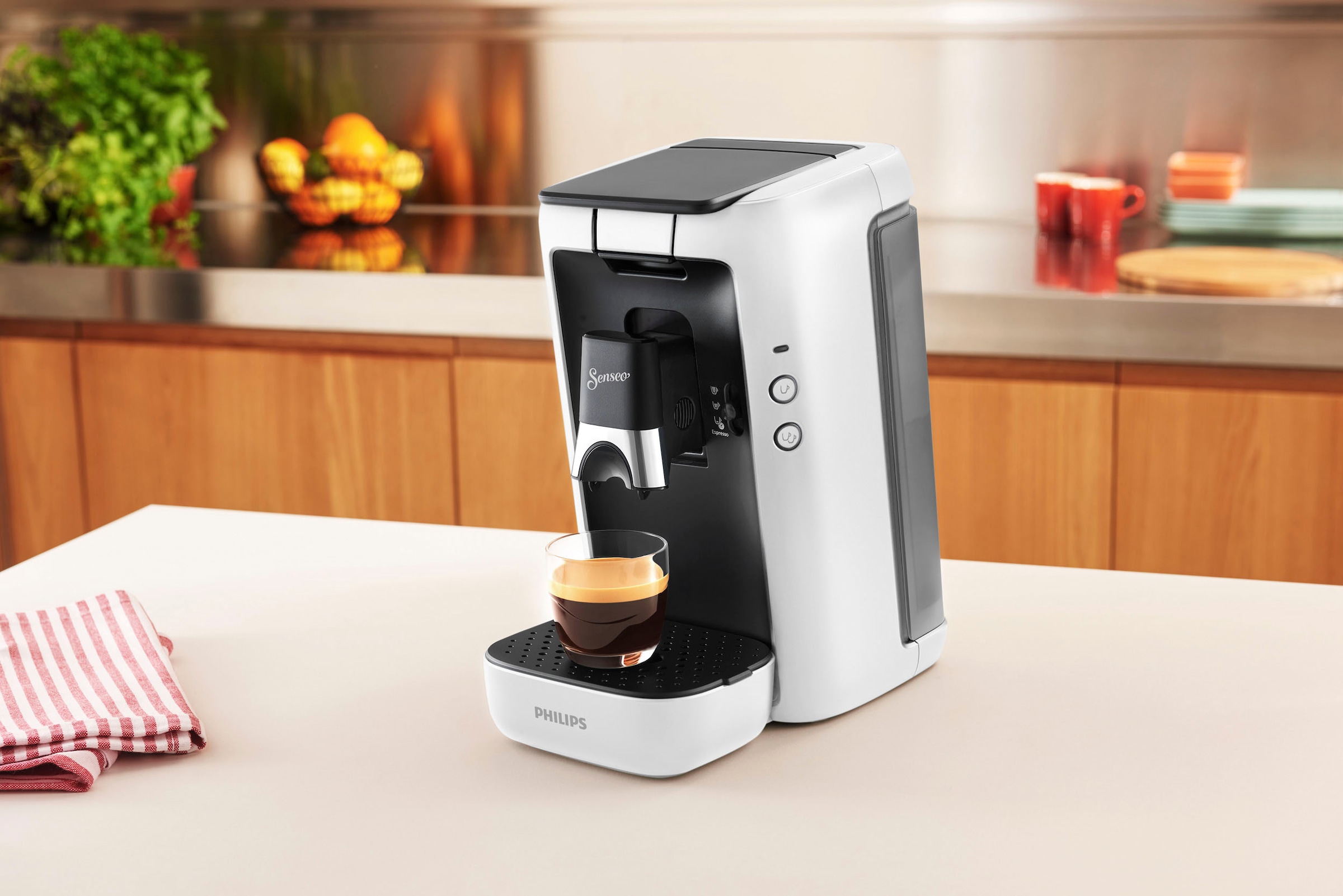 Memo-Funktion, Wert Senseo CSA260/10, 80% Philips »Maestro 14,- recyceltem im Kaffeespezialitäten«, BAUR UVP | Kaffeepadmaschine aus +3 € inkl. Gratis-Zugaben von Plastik,