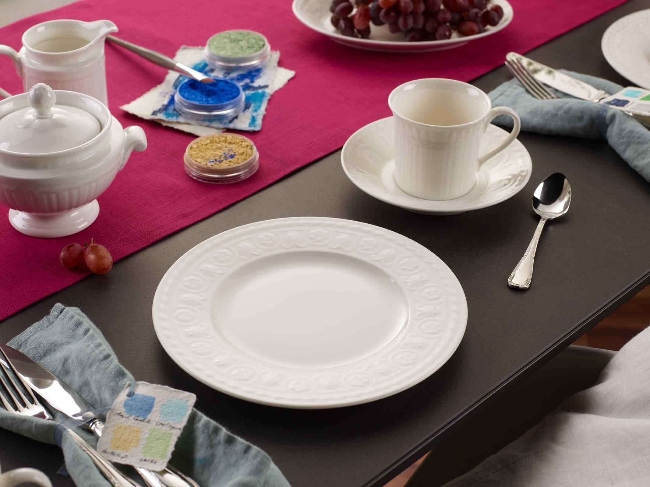 Villeroy & Boch Geschirr-Set »Geschirr-Set Cellini 24er Set weiß« Spülmaschinengeeignet, Mikrowellenfest