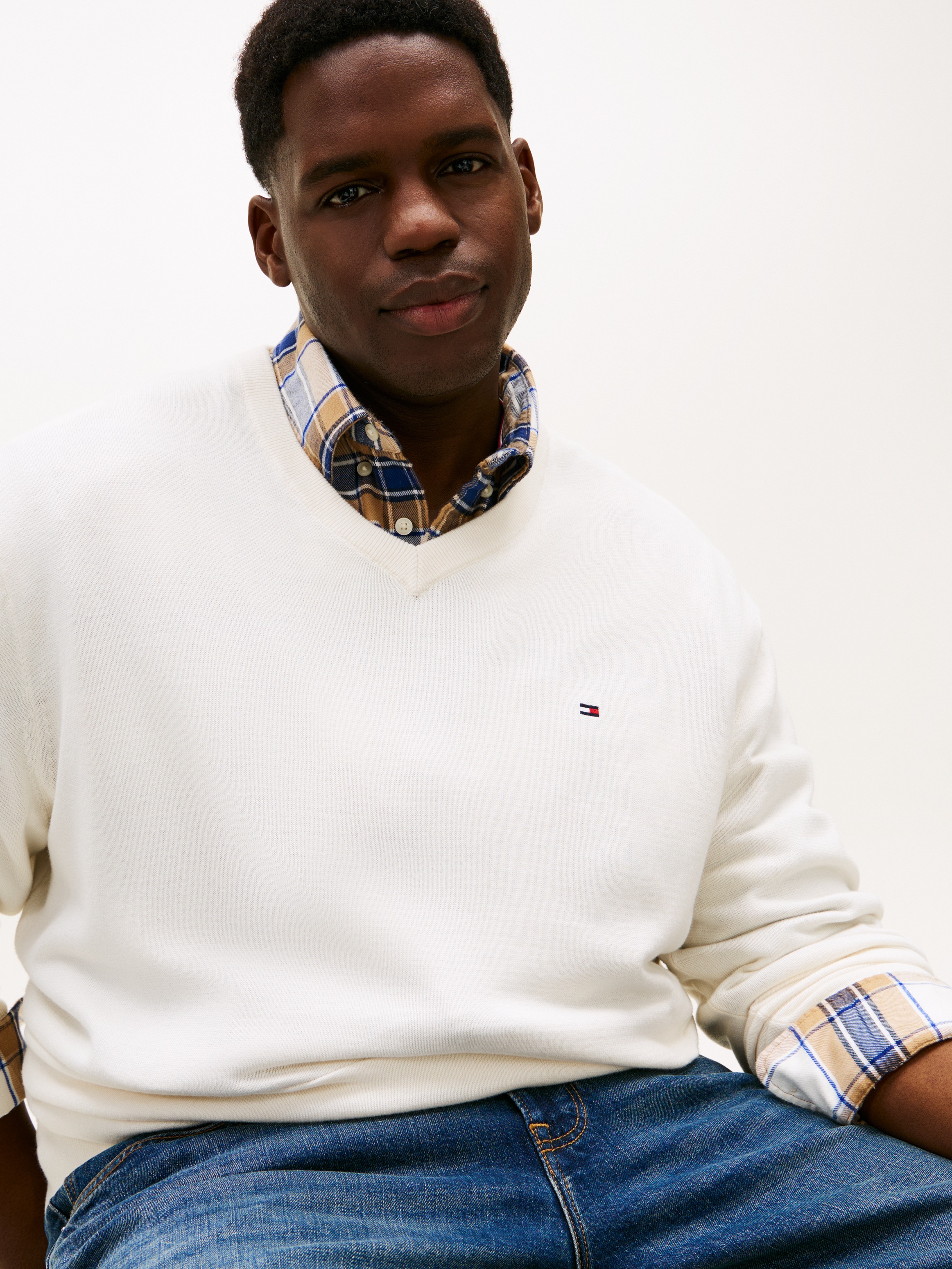 Tommy Hilfiger Big & Tall V-Ausschnitt-Pullover "BT-ESSENTIAL COTTON" Rippb günstig online kaufen