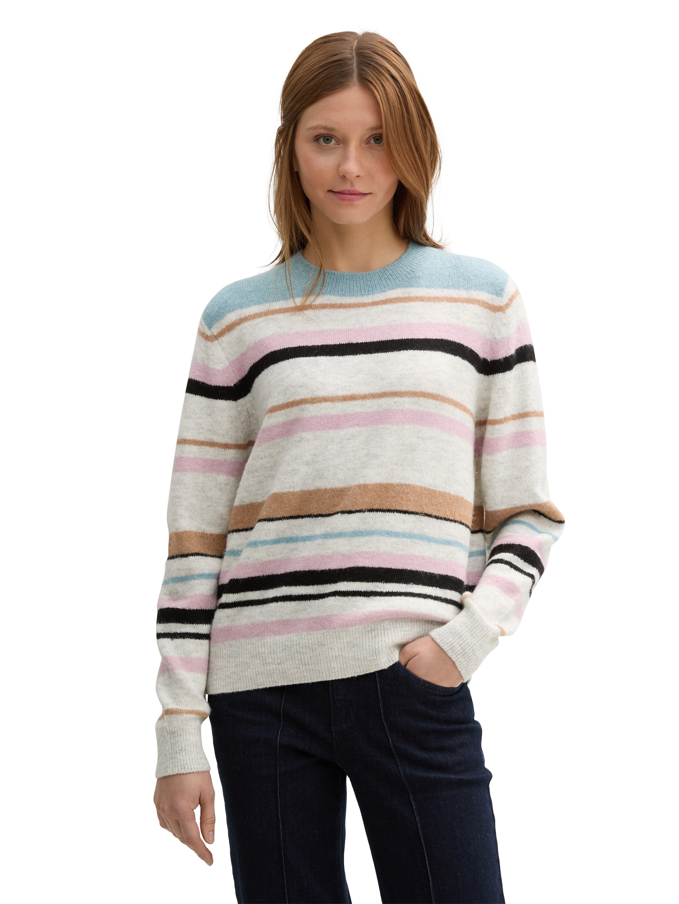 TOM TAILOR Denim Strickpullover, mit Streifenmuster