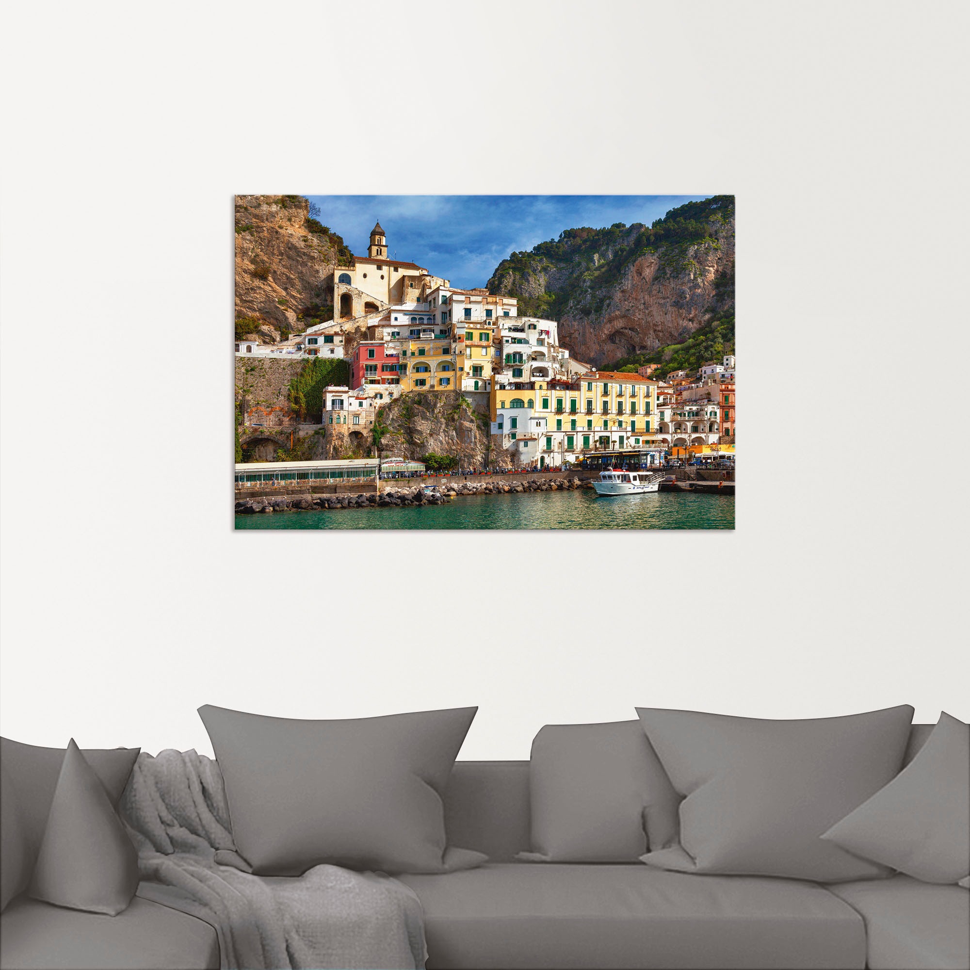 Artland Alu-Dibond-Druck »Hafen von Amalfi an der Amalfiküste« Italien 1 Stk. tlg. für Innen- und Außenbereich geeignet, Outdoorbild