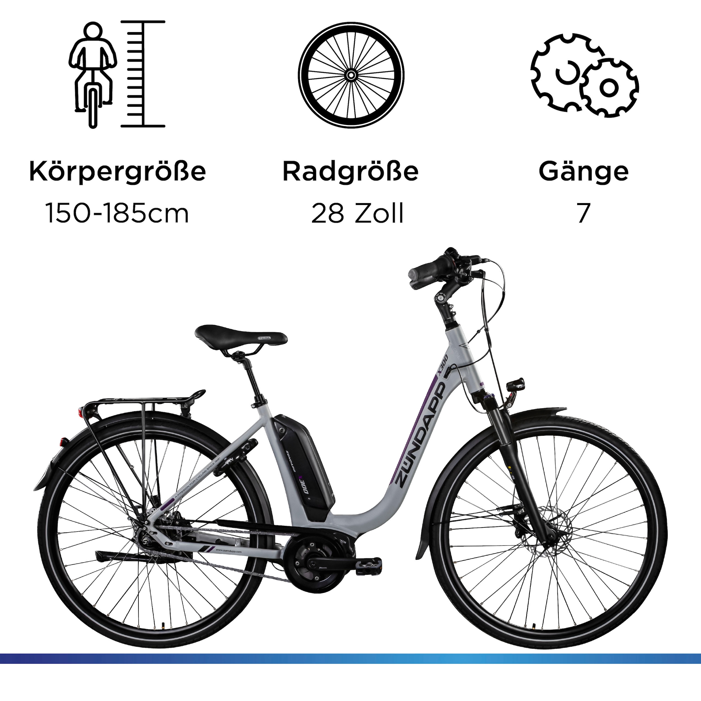 Zündapp »X300« 7 Gang Shimano Nexus Schaltwerk Nabenschaltung Mittelmotor 250 W Pedelec, Elektrofahrrad für Damen u. Herren