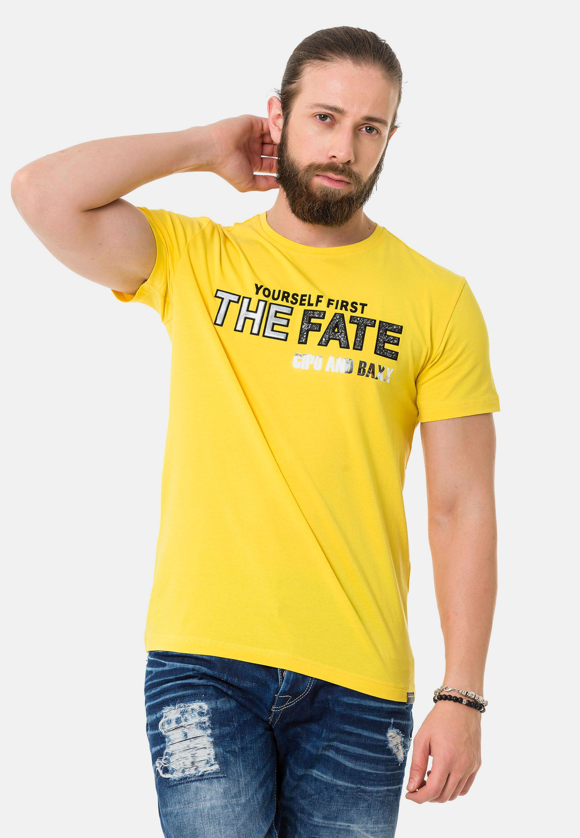 Cipo & Baxx T-Shirt »T-Shirt« mit Rundhals-Ausschnitt