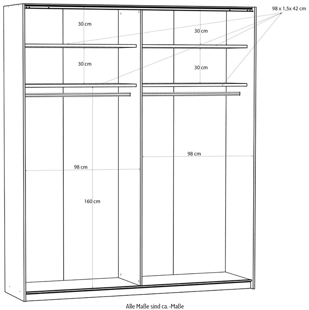 FORTE Schwebetürenschrank »Fittio, Made in Europe, 2 Schiebetüren, modernes Design«, Höhe 2,35 mtr, stehende Montage