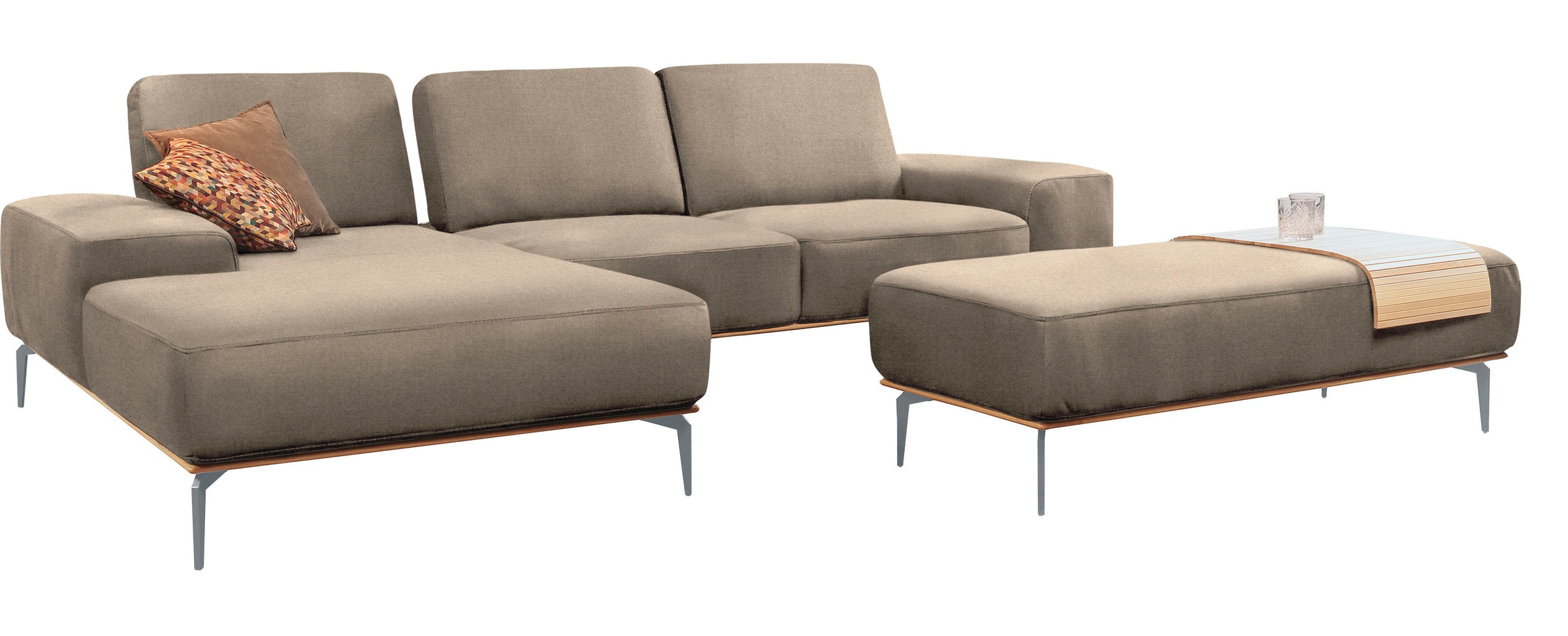 Thumbnail - W.SCHILLIG Ecksofa "run, Designsofa mit tollem Sitzkomfort, bequem, L-Form", mit elegantem Holzsockel, Füße in Silber ma...