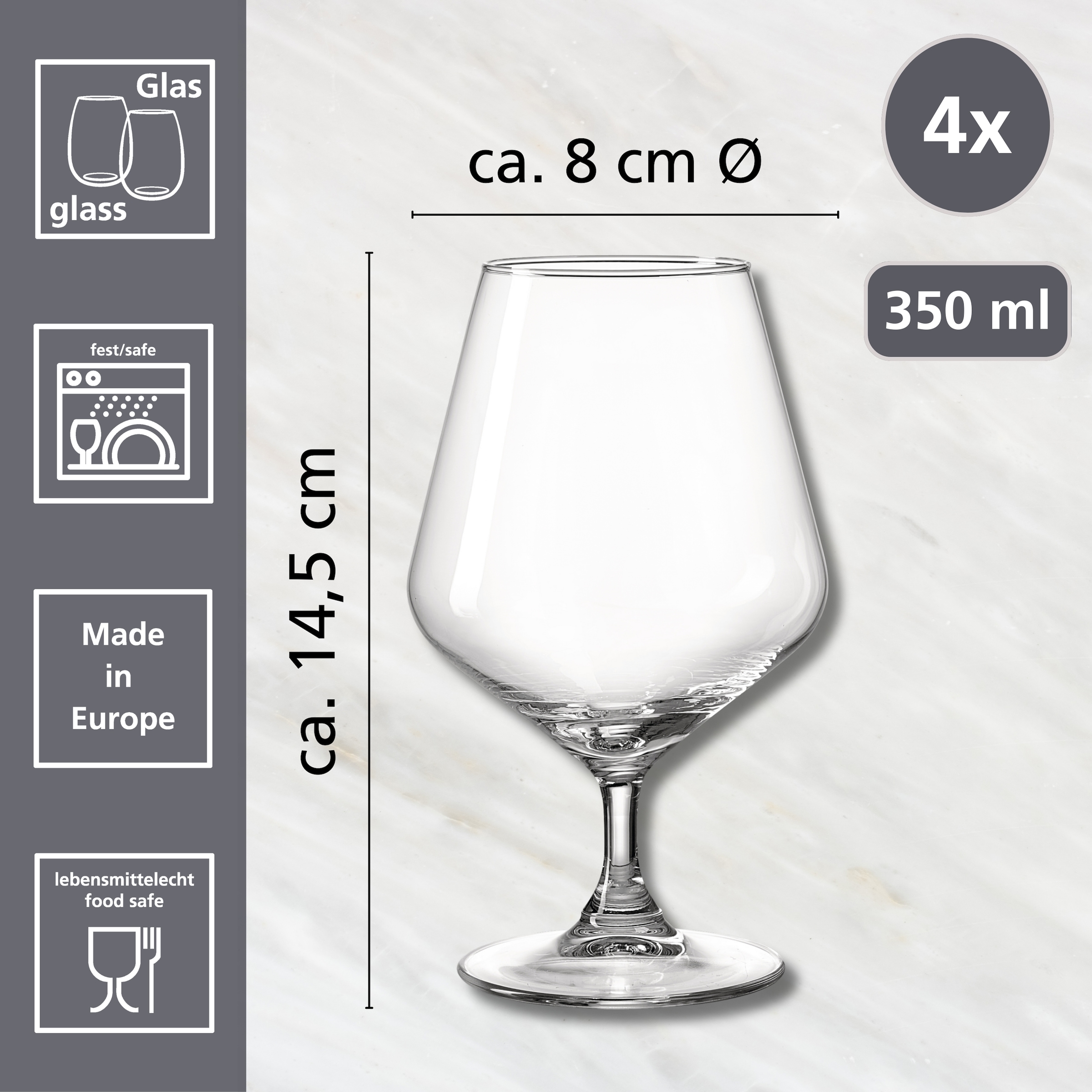 Ritzenhoff & Breker Gläser-Set »Rumba«, (Set, 4 tlg.), Schwenkglas im 4er Set, je 350 ml