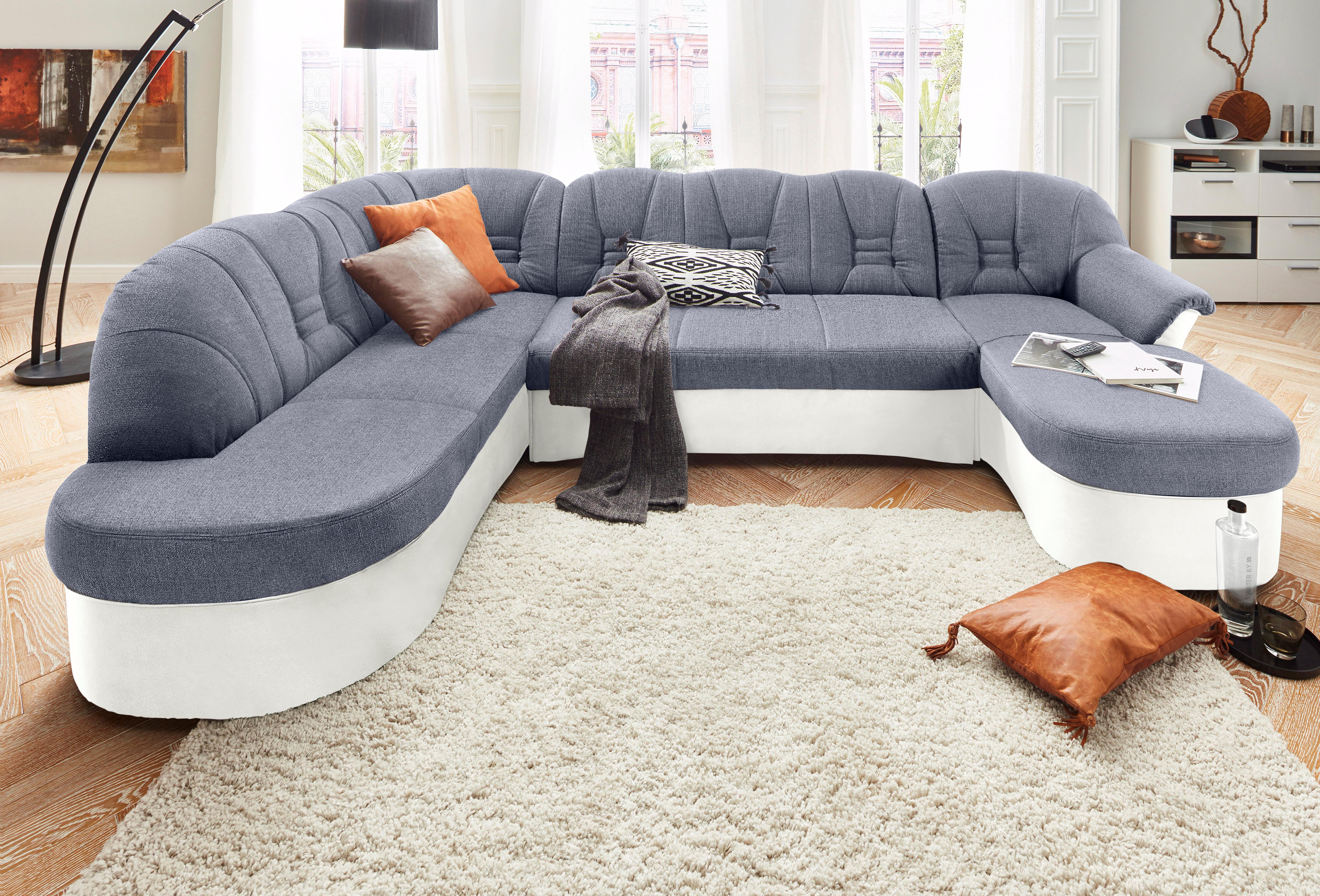 DOMO collection Wohnlandschaft "ELVA 293x180x84 cm, elegante Rückensteppung, U-Form" whlw. mit Bettfunktion und Federkern