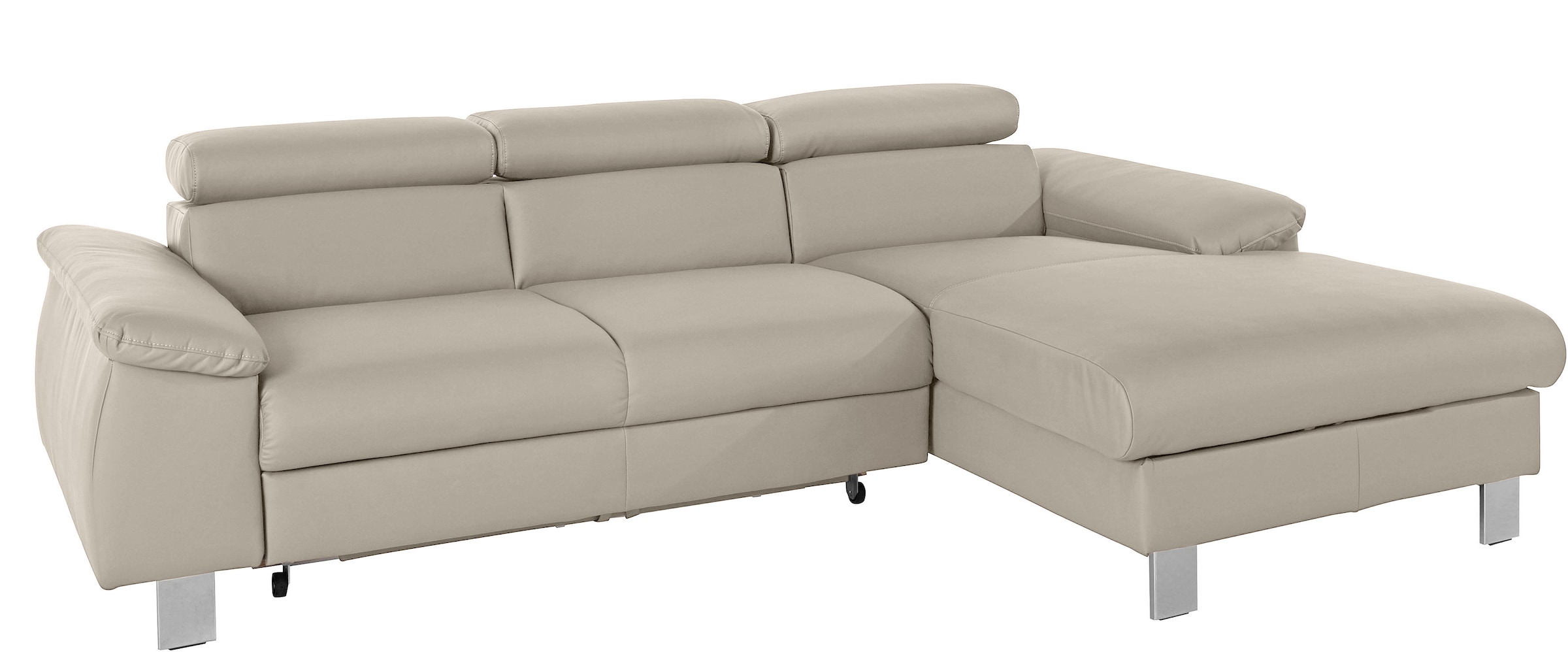 COTTA Ecksofa "Komaris L-Form,B:244cm, inkl. Kopfteilverstellung, Wellenunterfederung" optional mit Schlaffunktion und Bettkasten, plus opt. LED Beleuchtung