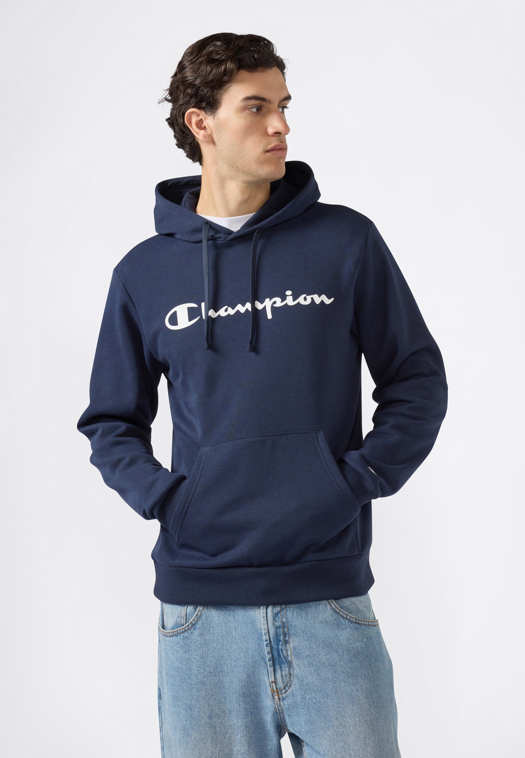 Champion Kapuzensweatshirt "BASICS Fleece Hoodie Large Logo", Kapuzensweatshirt, Langarm, aus Baumwolle und Polyester