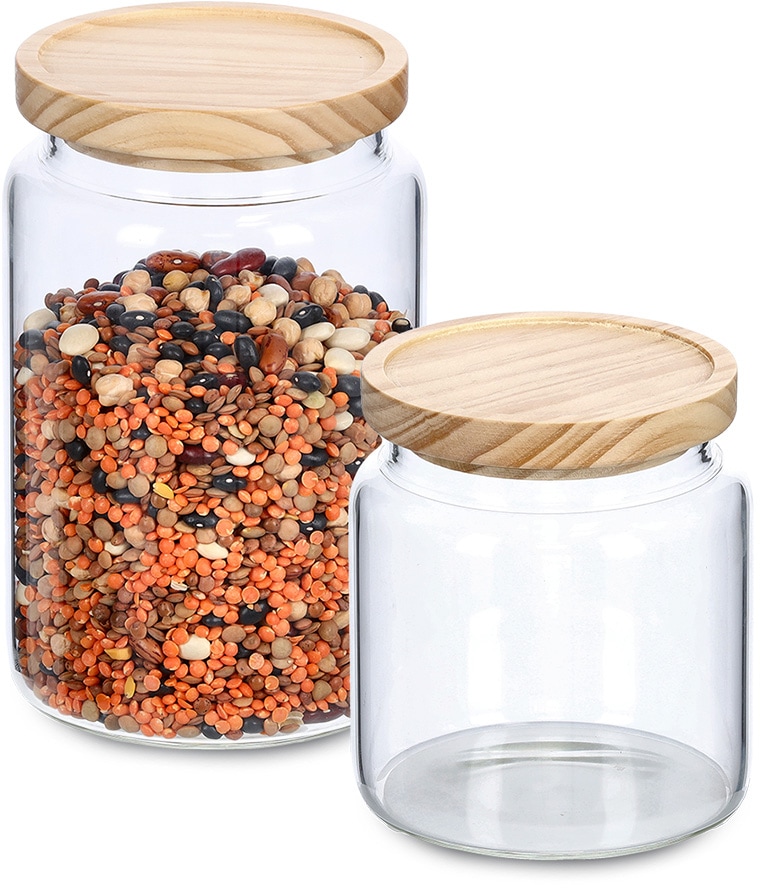 Zeller Present Vorratsglas Set, 2 Stk. tlg. mit Holzdeckel günstig online kaufen