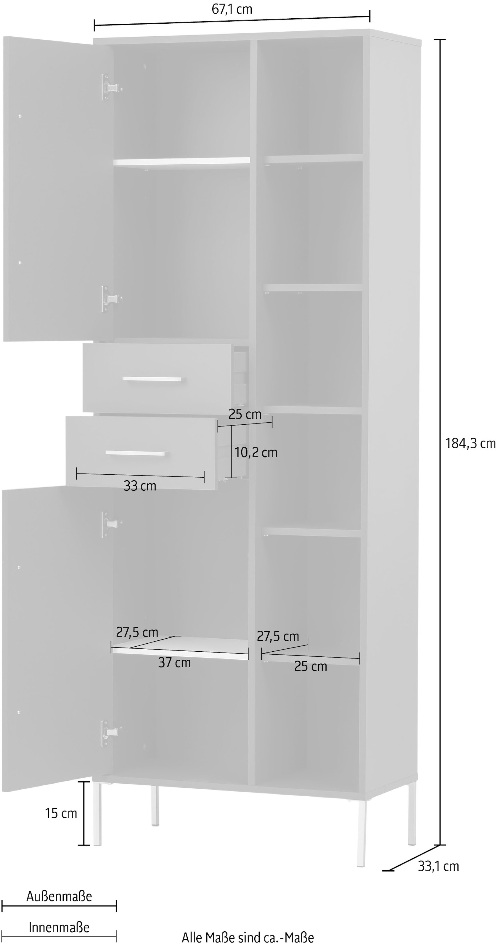 welltime Hochschrank »Kent«, Breite 67,1 cm, made in Germany