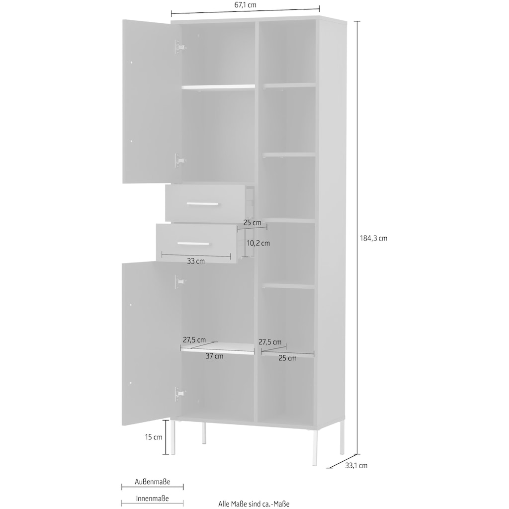 welltime Hochschrank »Kent«, Breite 67,1 cm, made in Germany