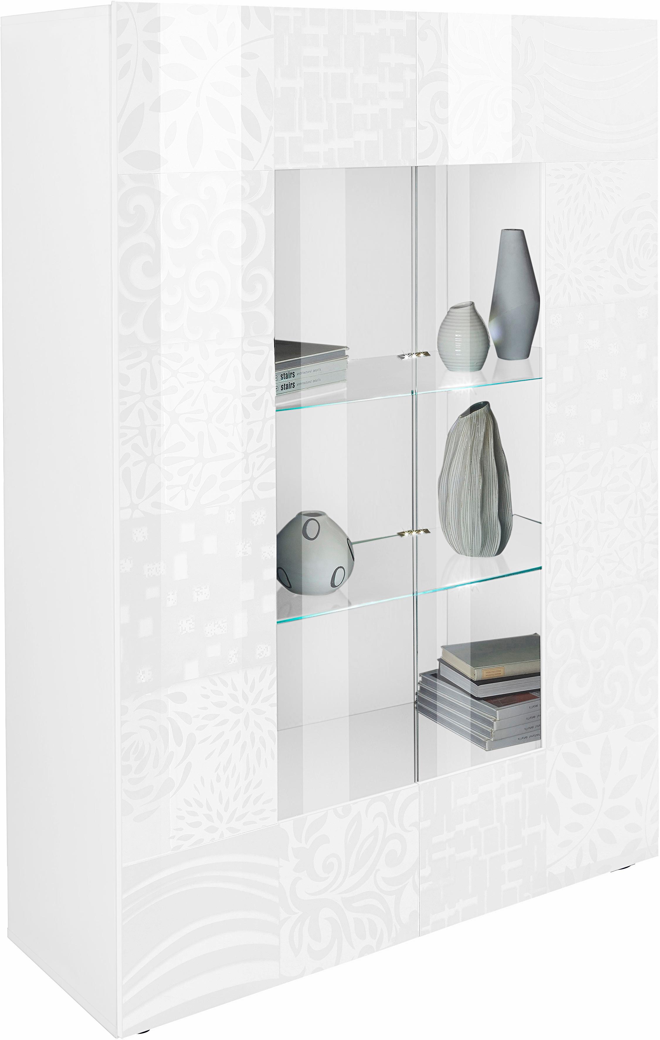 Home affaire Vitrine "Miro" Stauraumvitrine, Höhe 166 cm mit dekorativem Siebdruck
