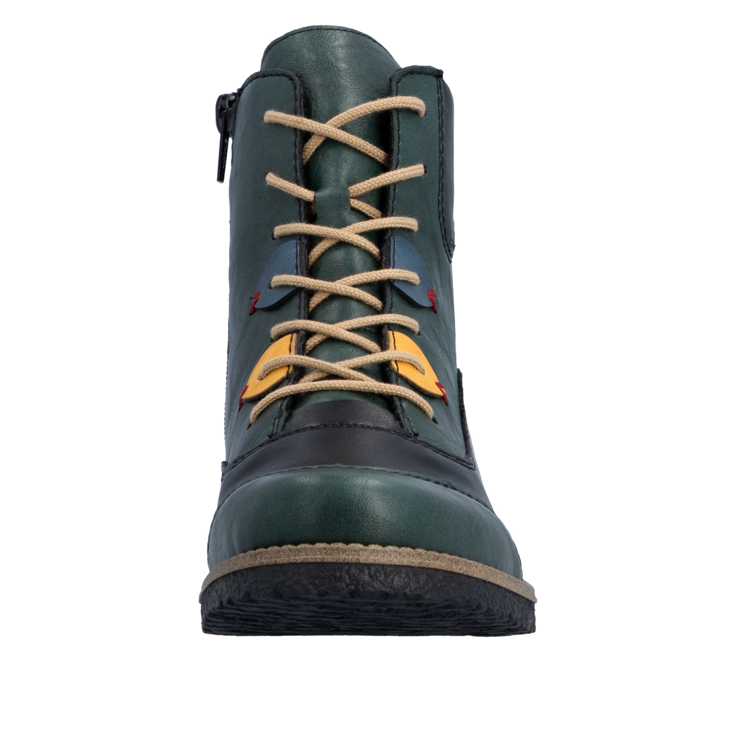 Rieker Schnürstiefelette  Boots, Schnürboots, Blockabsatz mit bunten Applikationen