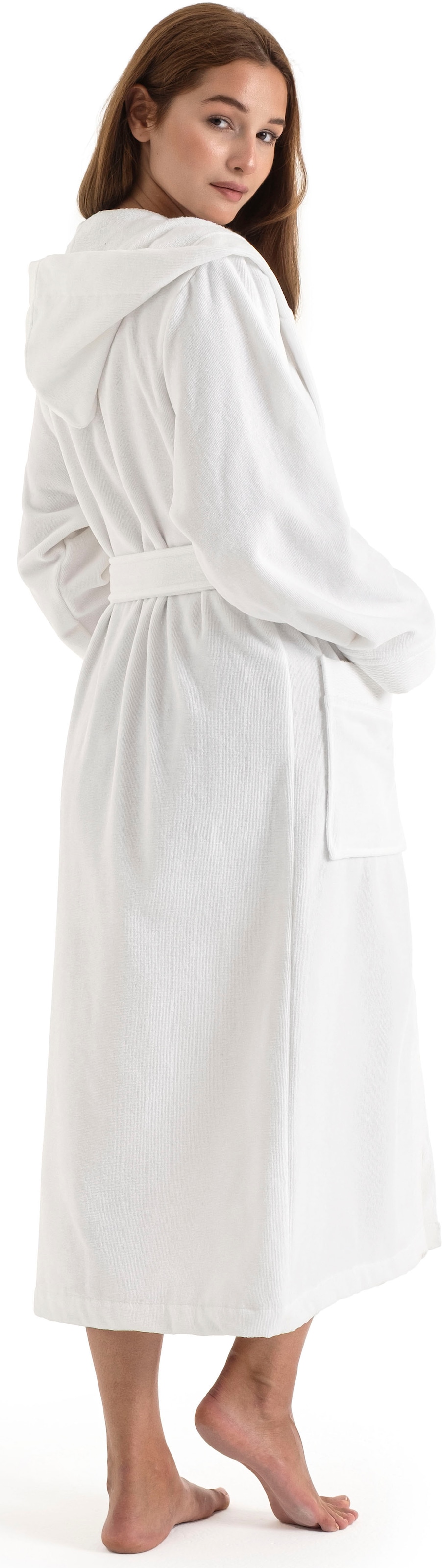 OTTO home Unisex-Bademantel »Fenya, 330 g/m², ideal für Sauna & Spa, Hotelbademantel, Morgenmantel«, (1 St.), Reißverschlusstaschen, weich mit GRATIS-Zugabe: 1x Duschtuch 70x140 cm