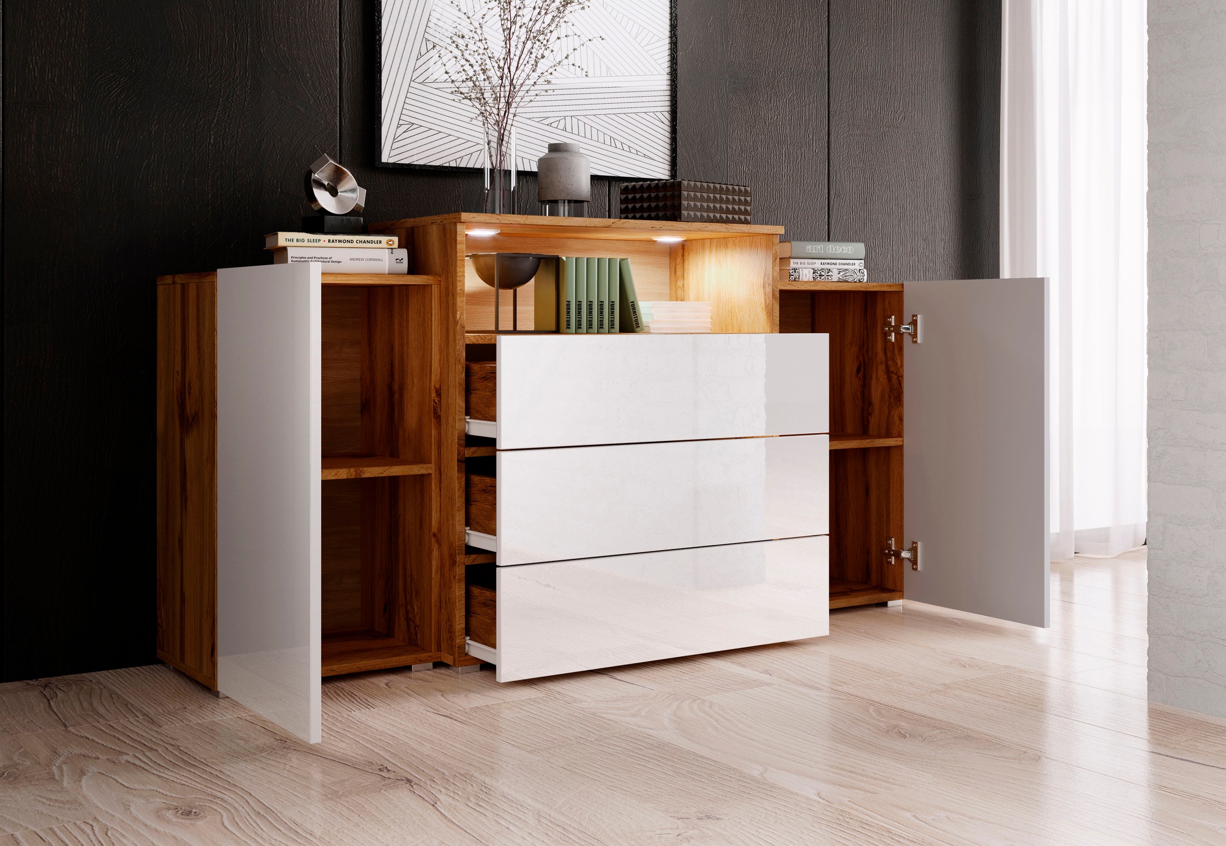 Thumbnail - INOSIGN Sideboard "URBAN III", Moderne Kommode mit 3 Schubladen und 4 Fächern, Breite 150 cm