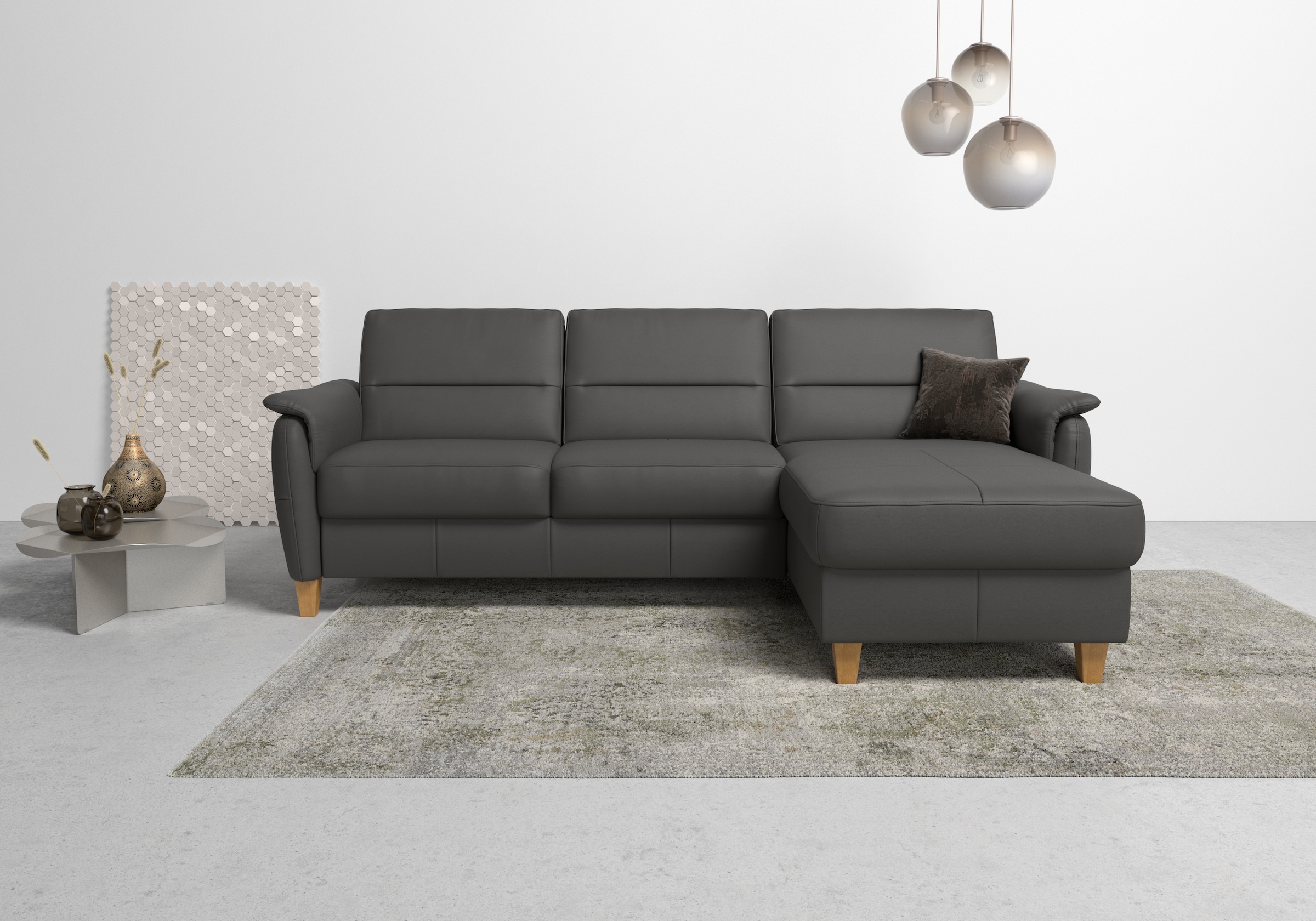 Home affaire Ecksofa "Palmera L-Form, B: 244 cm" optional Bettfunktion & Be günstig online kaufen