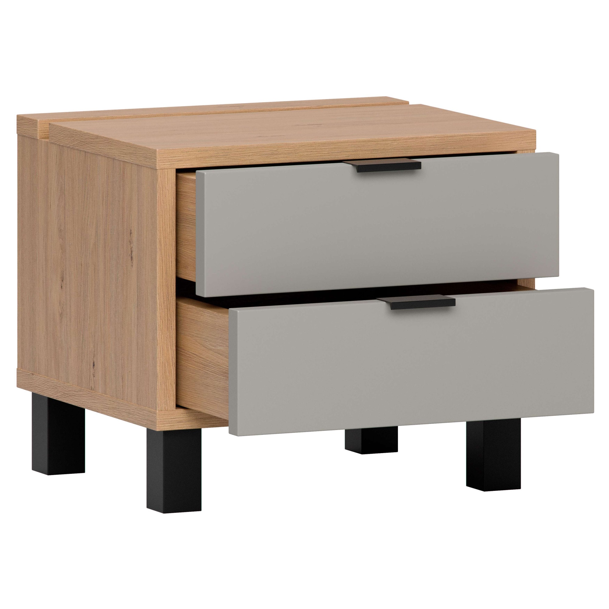 VOX Nachttisch »SIMPLE Nachtkommode mit 2 Schubladen, Maße B/T/H: 45/38/39 cm«, Nachtschrank in 3 Farben erhältlich, Metallgriffe