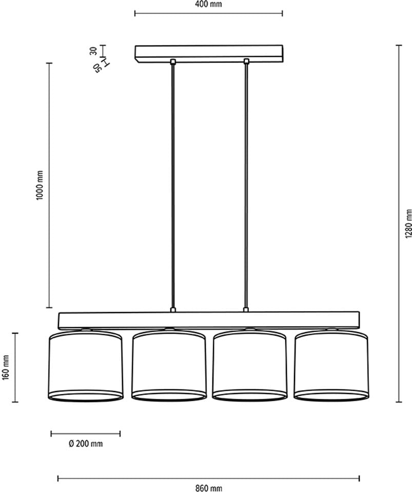BRITOP LIGHTING Pendelleuchte »ESPACIO«, 4 flammig, Leuchtmittel E27 | ohne Leuchtmittel, Hängeleuchte, Aus edlem Eichenholz, Kürzbar