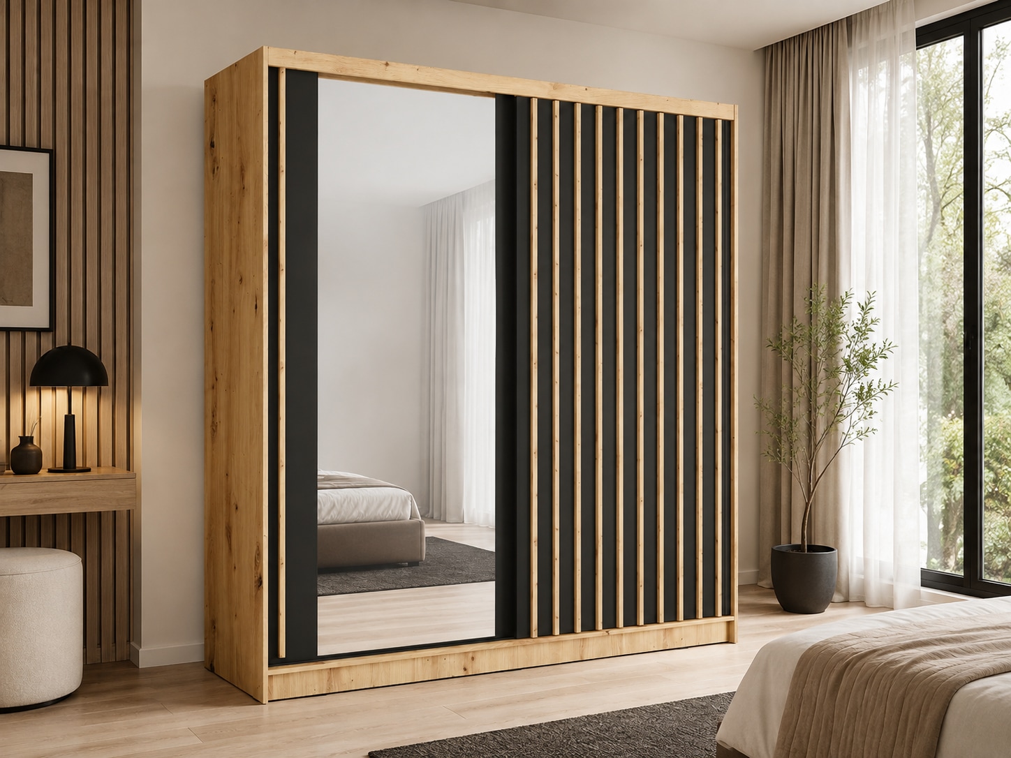 Home affaire Kleiderschrank "VILLEFRANCHE modern mit viel Stauraum, Fächer & Kleiderstange, Spiegel" Garderobe in 3 Breiten (155, 205, 248 cm), erhältlich in 3 Farben