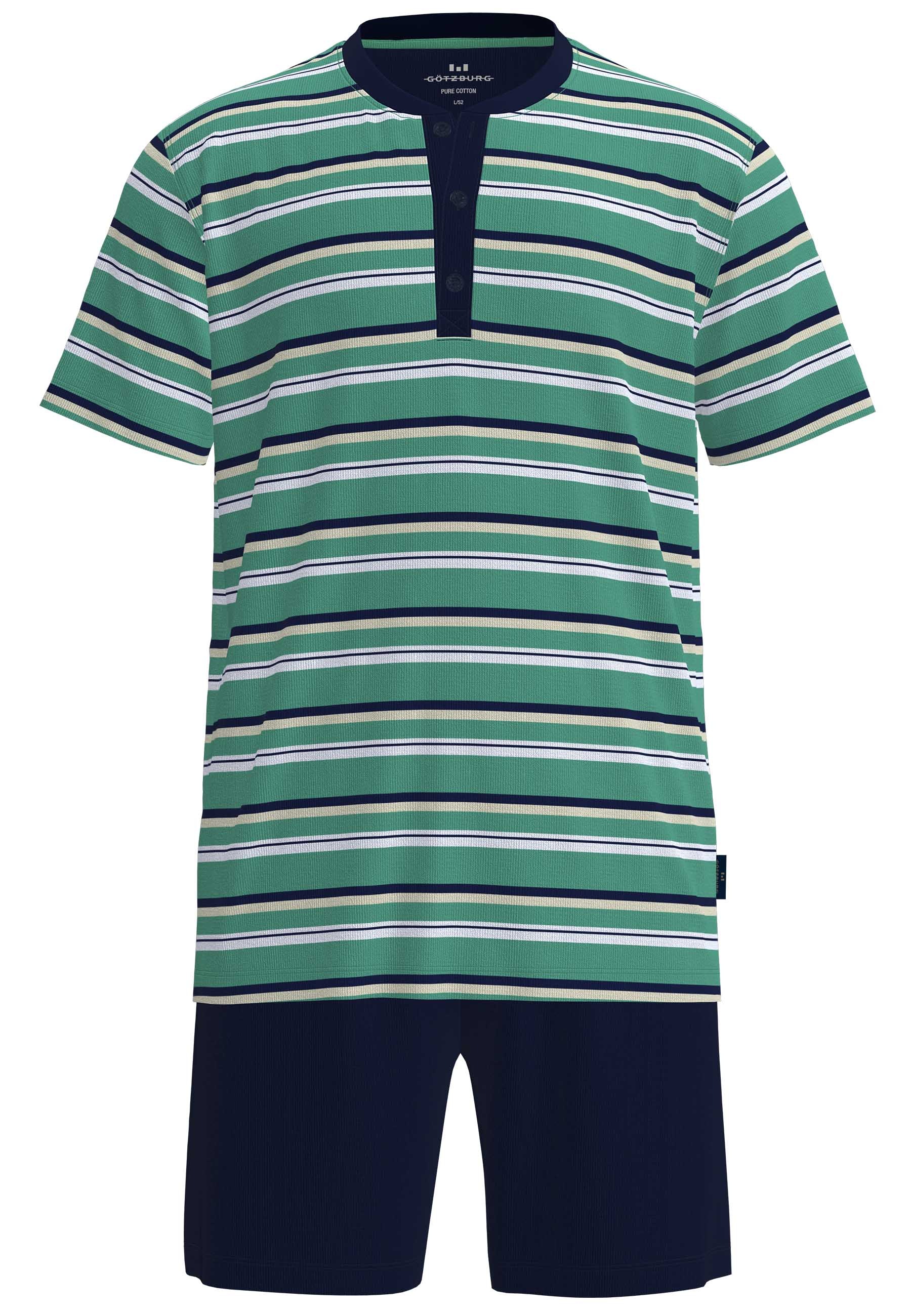 GÖTZBURG Shorty "Edingburgh" gestreift, kurz, Rundhalsausschnitt, mit Knopf günstig online kaufen