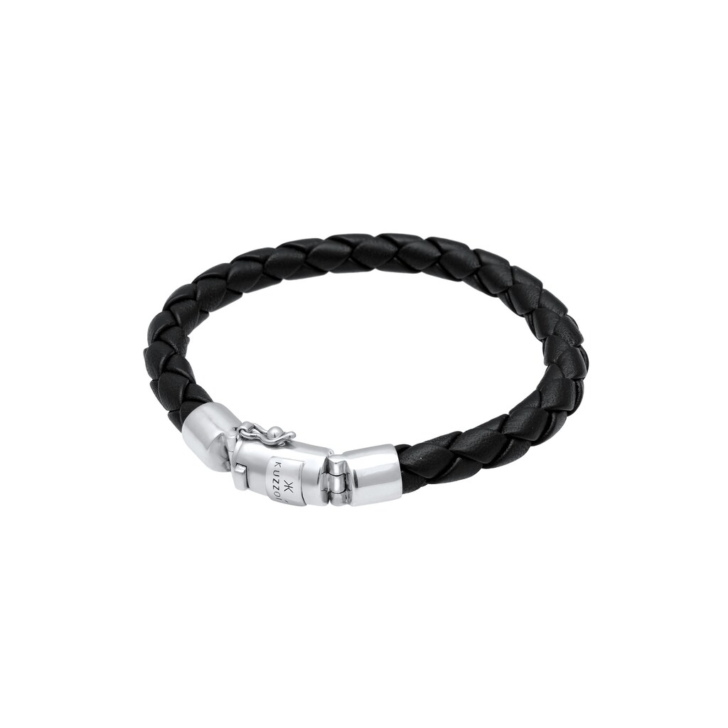 Kuzzoi Armband »Herren Lederarmband Kastenverschluss 925 Silber«