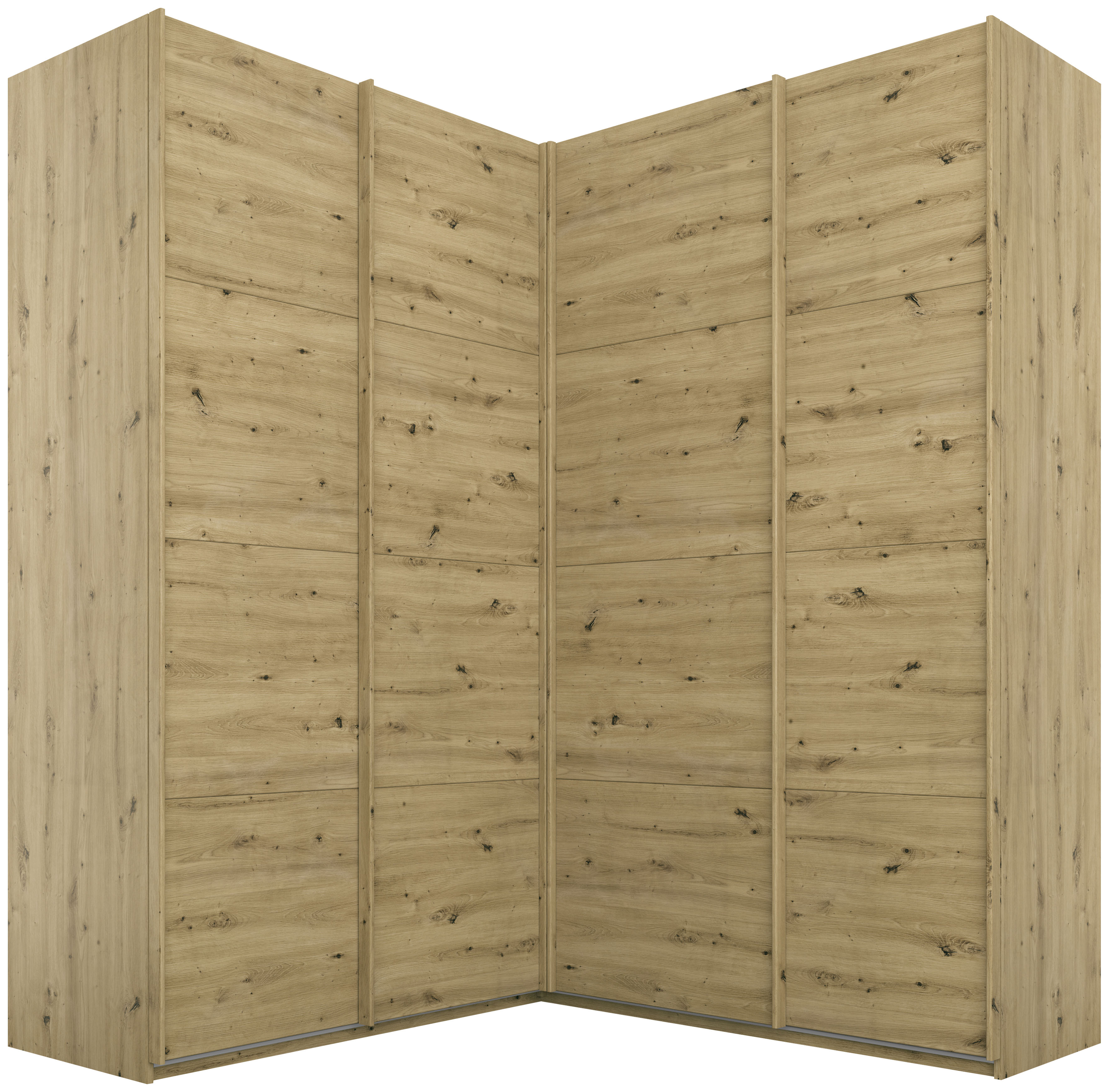rauch Schwebetürenschrank "Schrank Garderobe Eckkleiderschrank QUADRA Front in Dekor/Hochglanz" in den Höhen 210/229 cm, inkl. Soft-Close-Funktion, großer Eckschrank mit viel Stauraum, Maß 181x187 cm MADE IN GERMANY